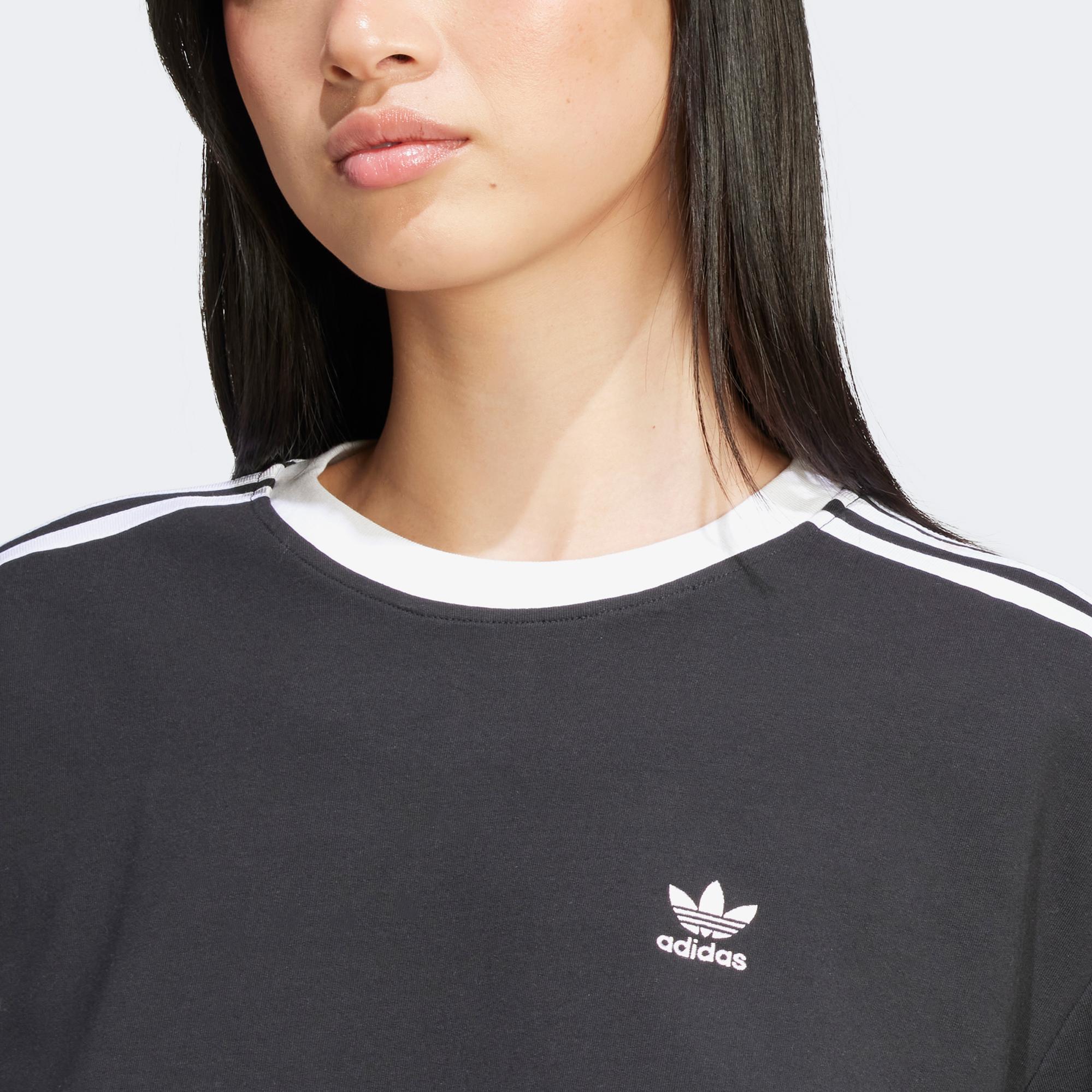 adidas Adicolor 3 Stripe Loose Kadın Siyah T-Shirt