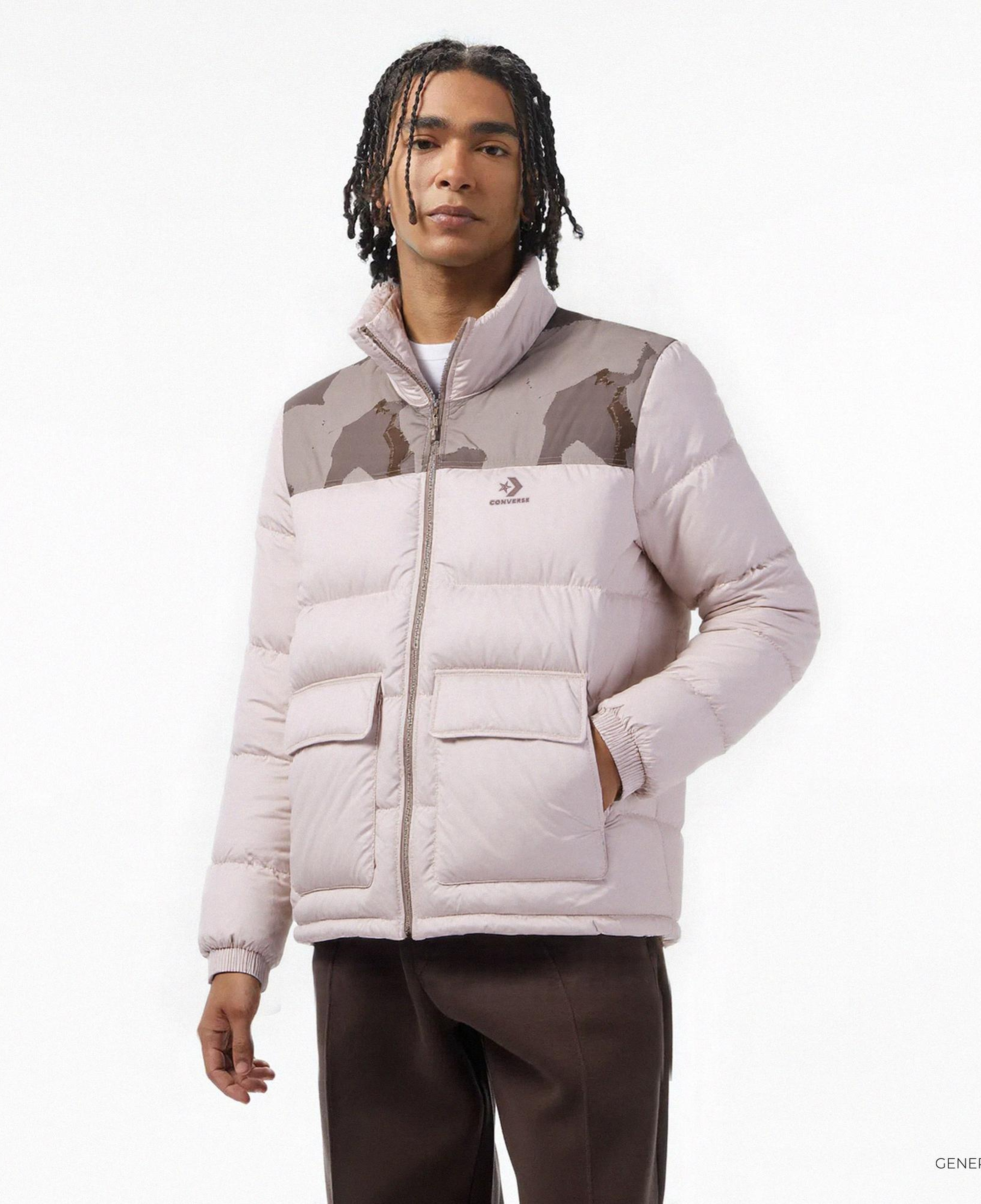 Converse Erkek Dik Yaka Bej Şişme Mont