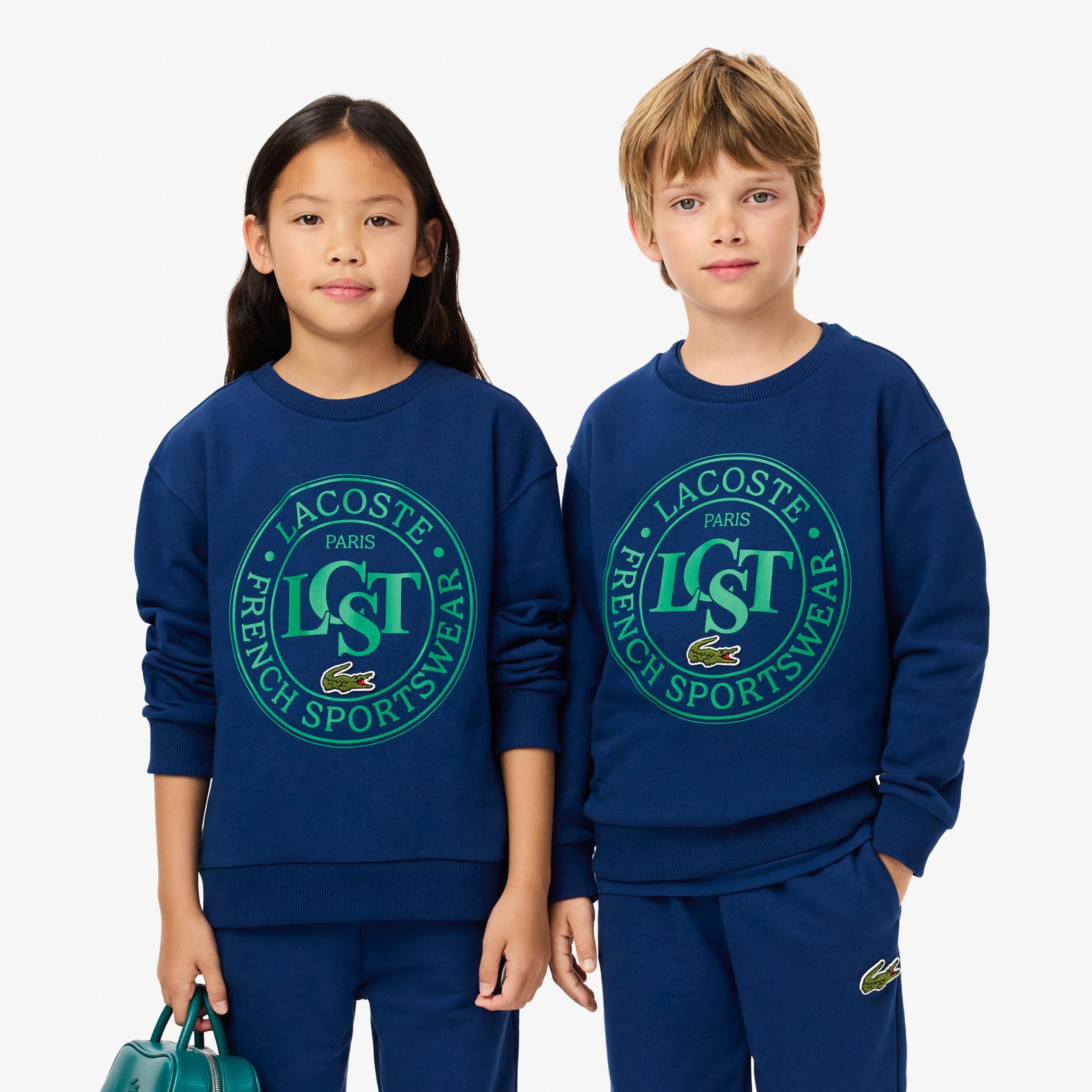 Lacoste Çocuk Bisiket Yaka Baskılı Lacivert Sweatshirt