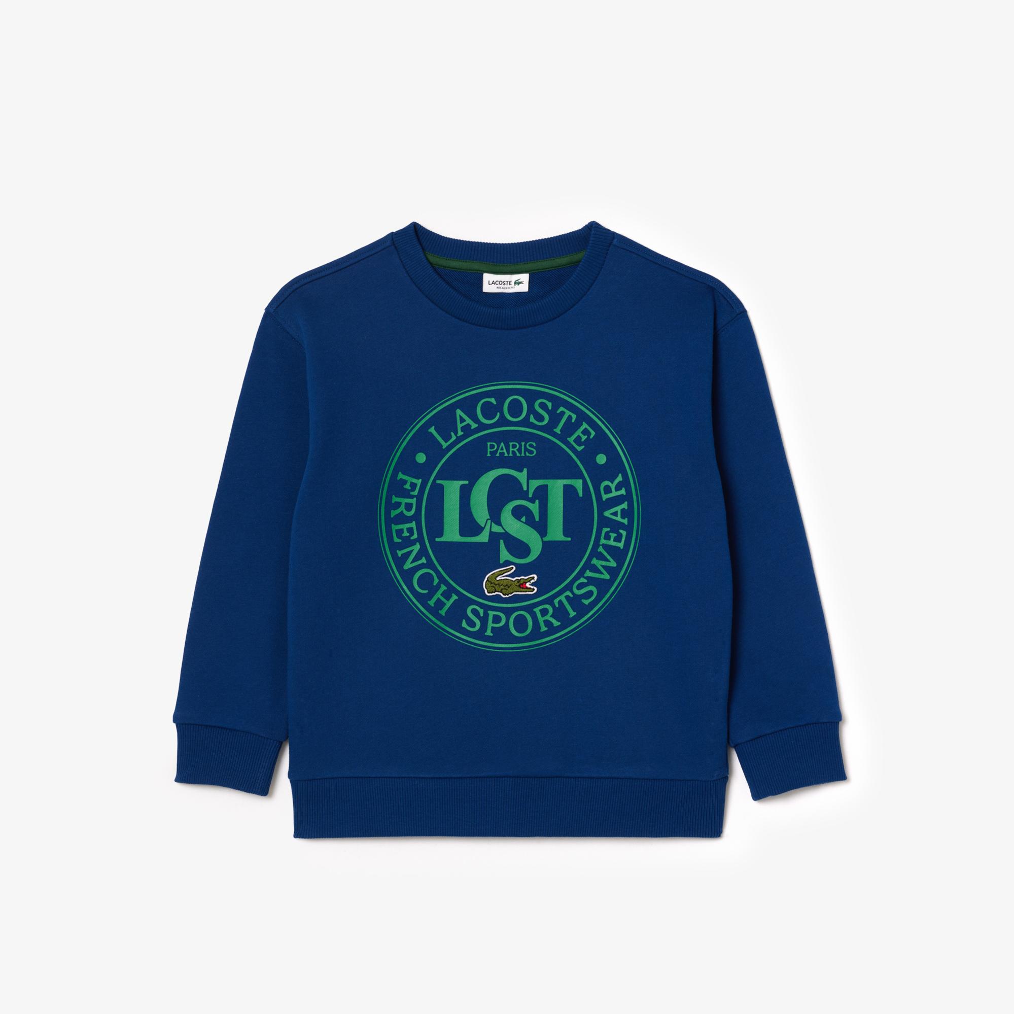 Lacoste Çocuk Bisiket Yaka Baskılı Lacivert Sweatshirt
