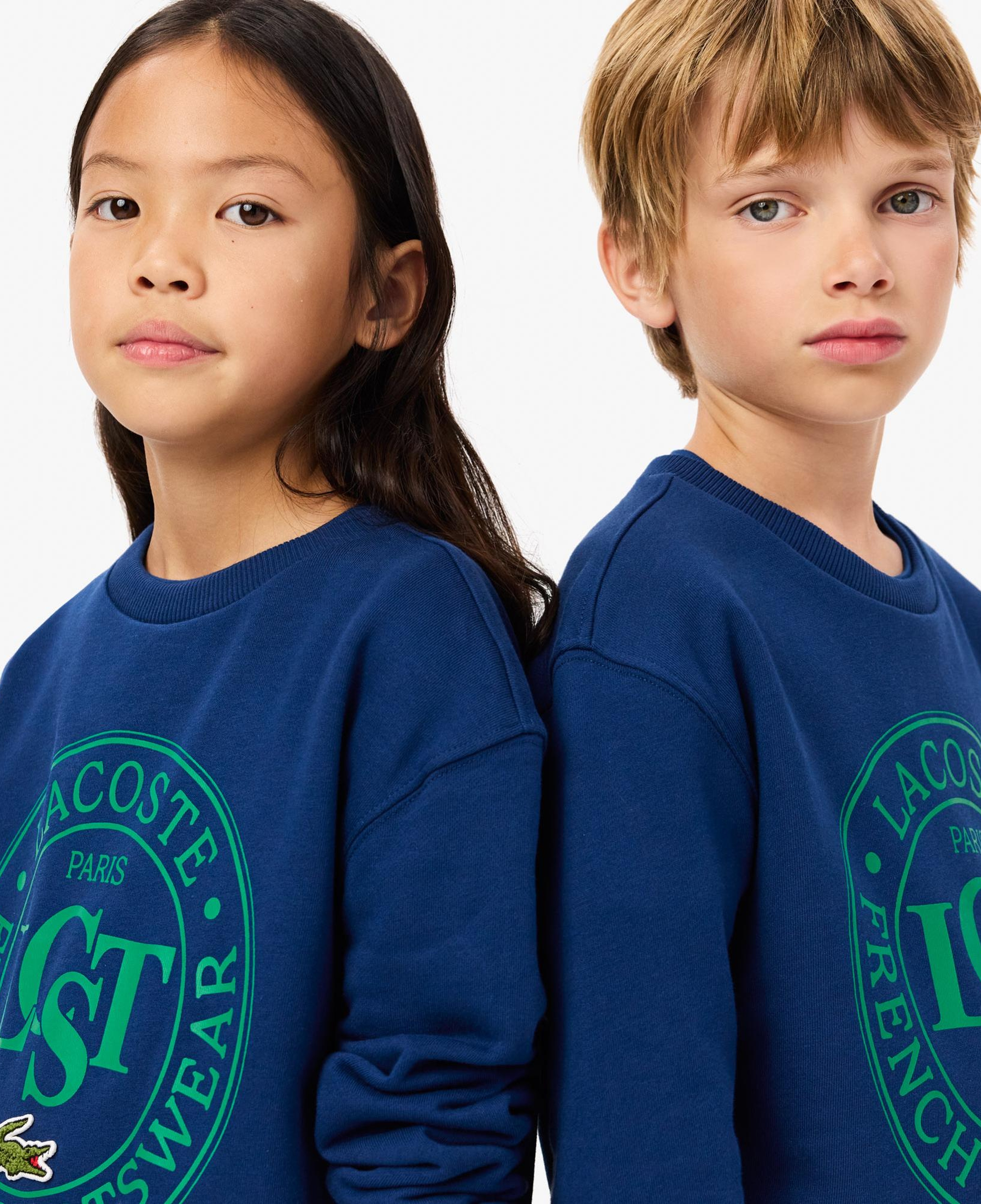 Lacoste Çocuk Bisiket Yaka Baskılı Lacivert Sweatshirt