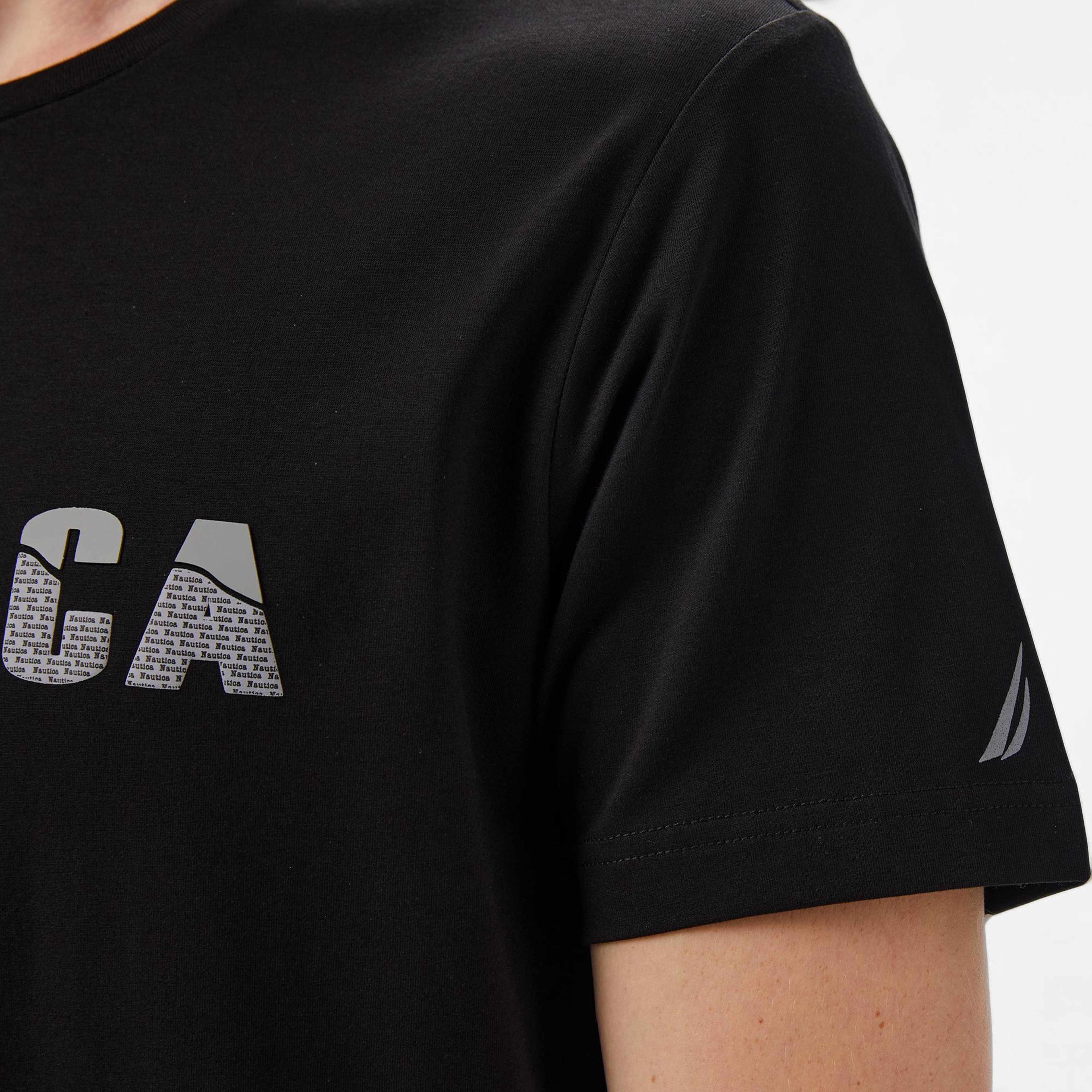 Nautica Erkek Siyah Regular Fit Baskılı T-Shirt