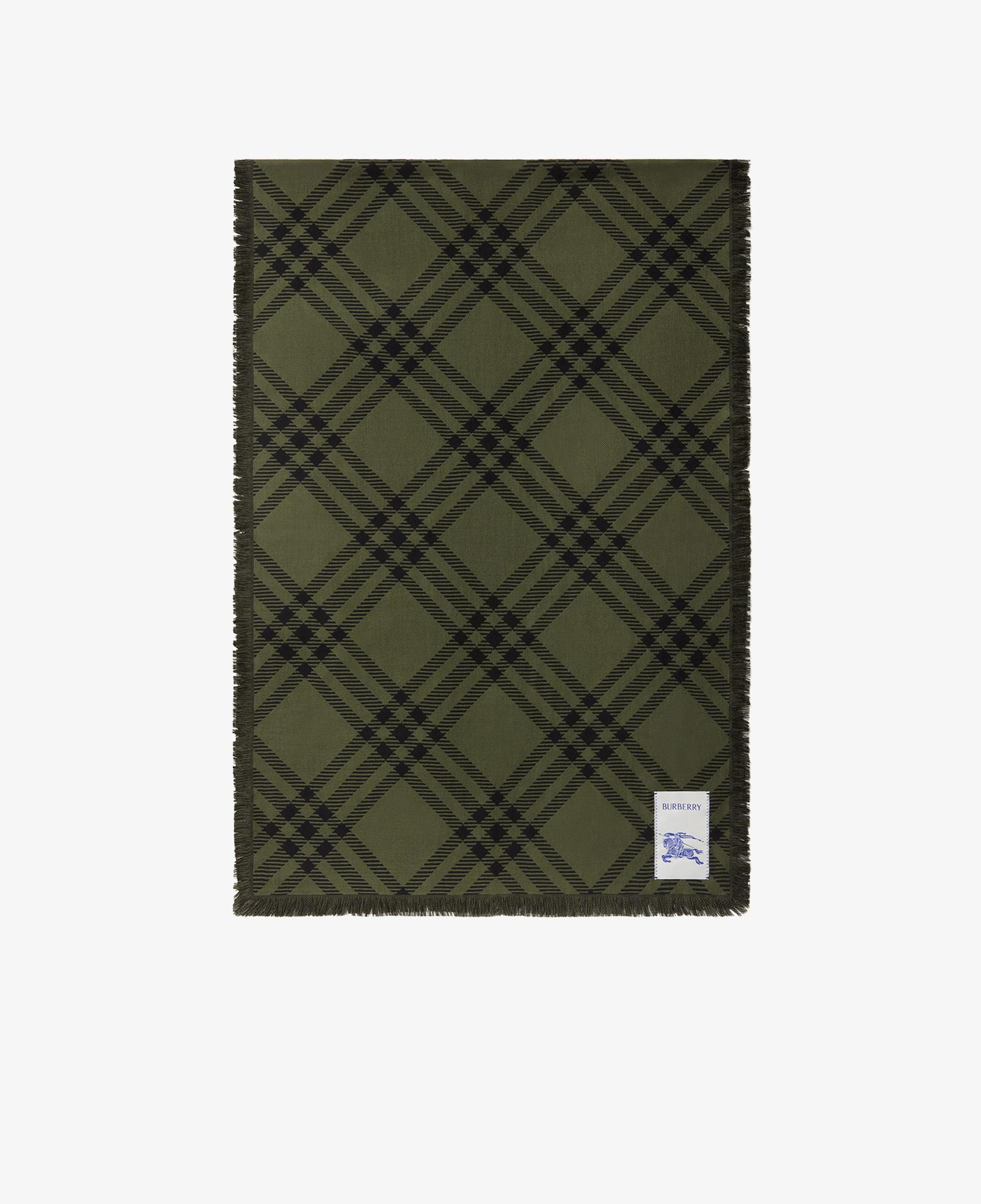 Burberry Wide Check Wool Silk Kadın Yeşil Atkı