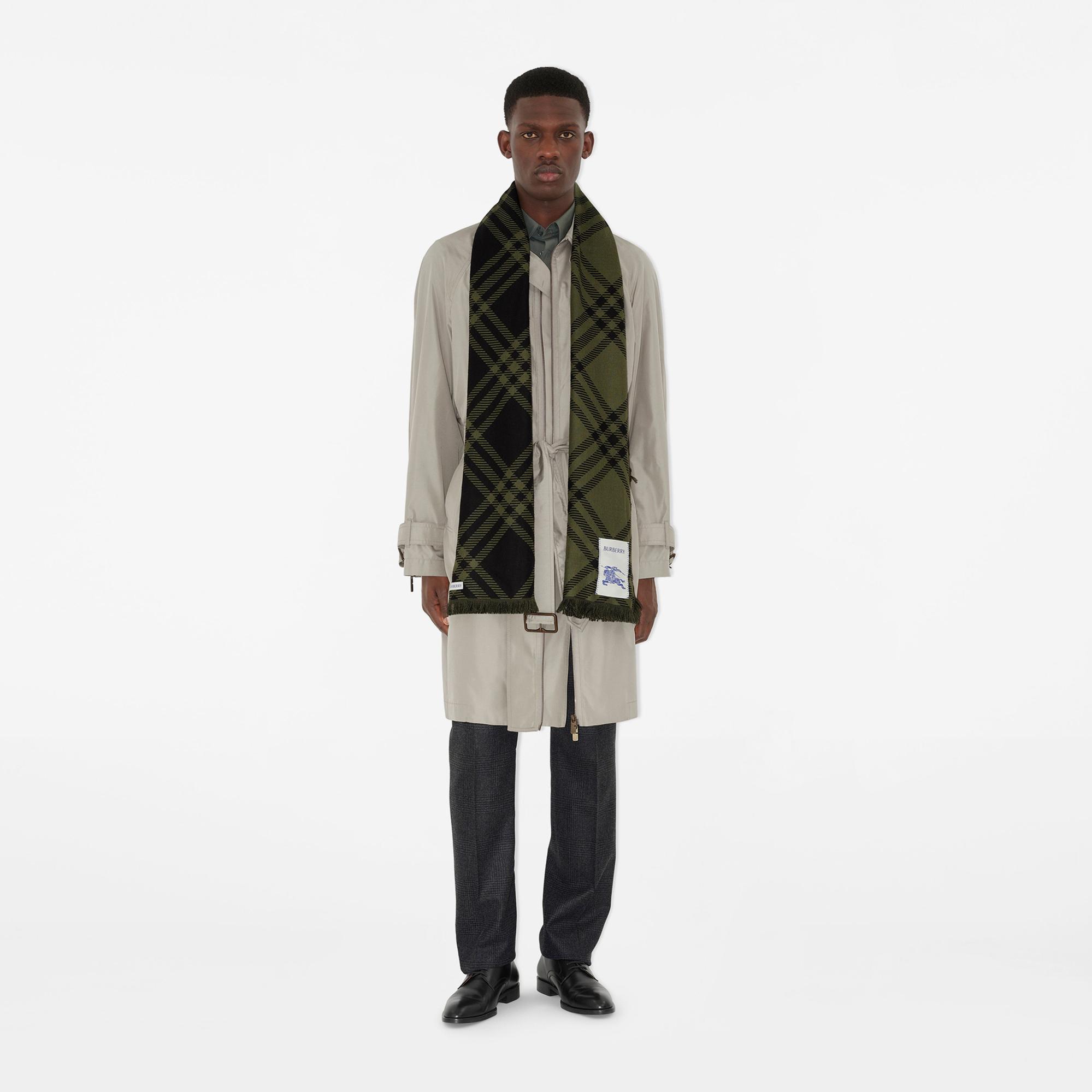 Burberry Wide Check Wool Silk Kadın Yeşil Atkı