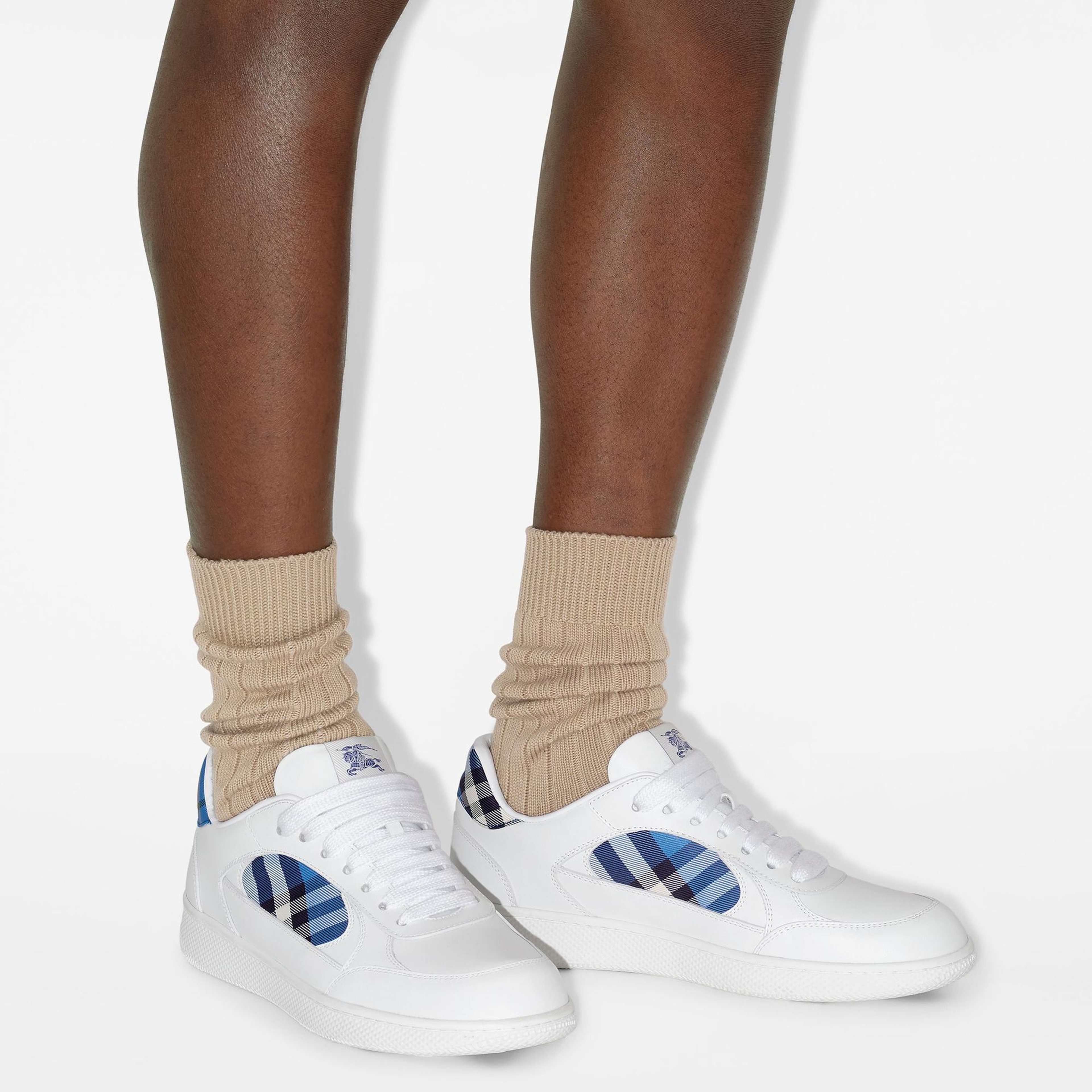 Burberry Leather And Check Terrace Erkek Beyaz Sneaker