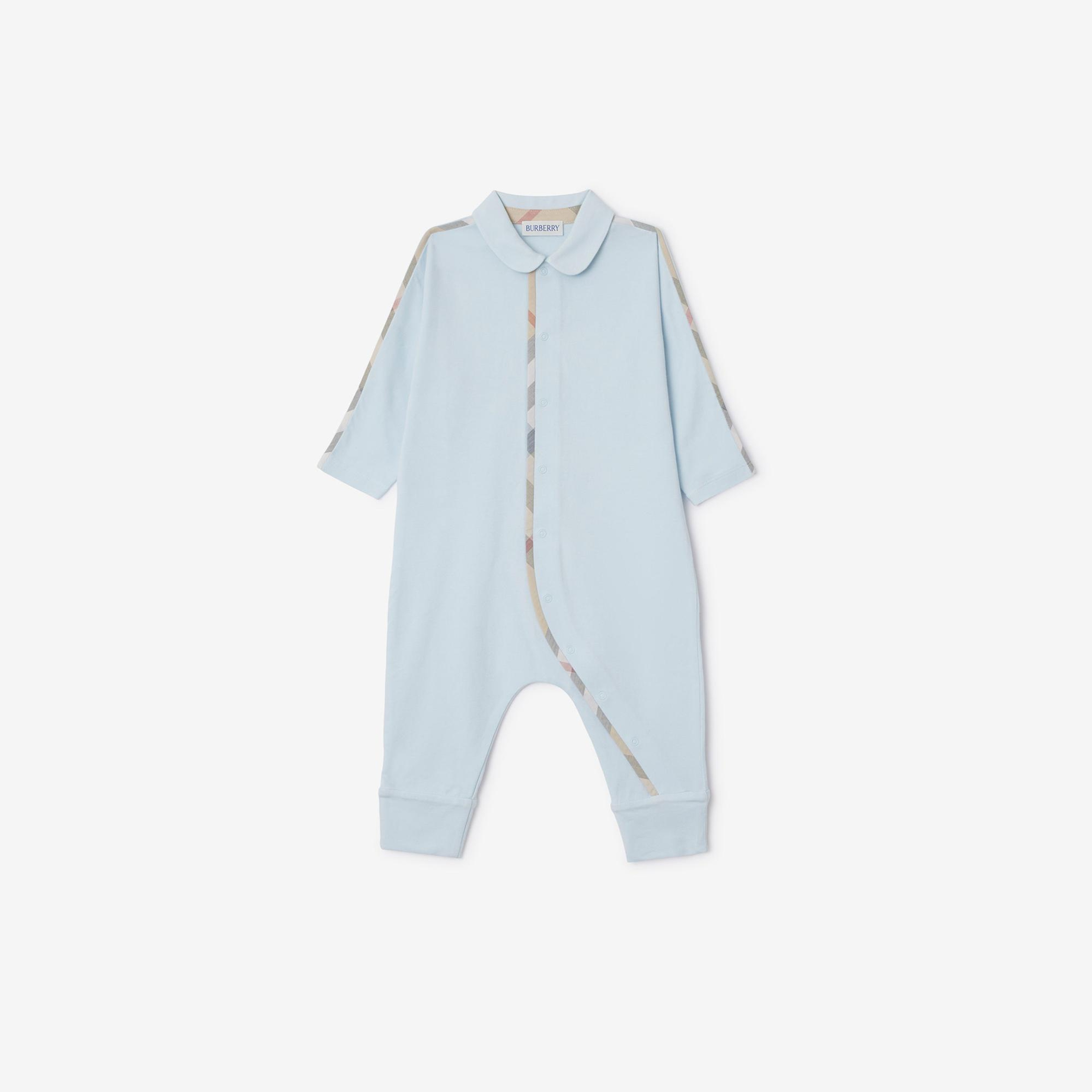 Burberry Hamilton Stretch Cotton Three-Piece Çocuk Mavi Bebek Takımı