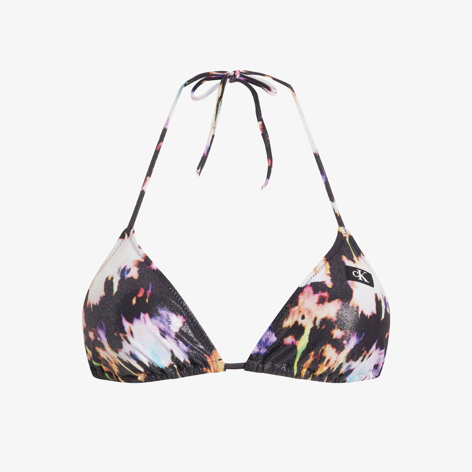 Calvin Klein Monogram Foil Kadın Siyah Bikini Üstü