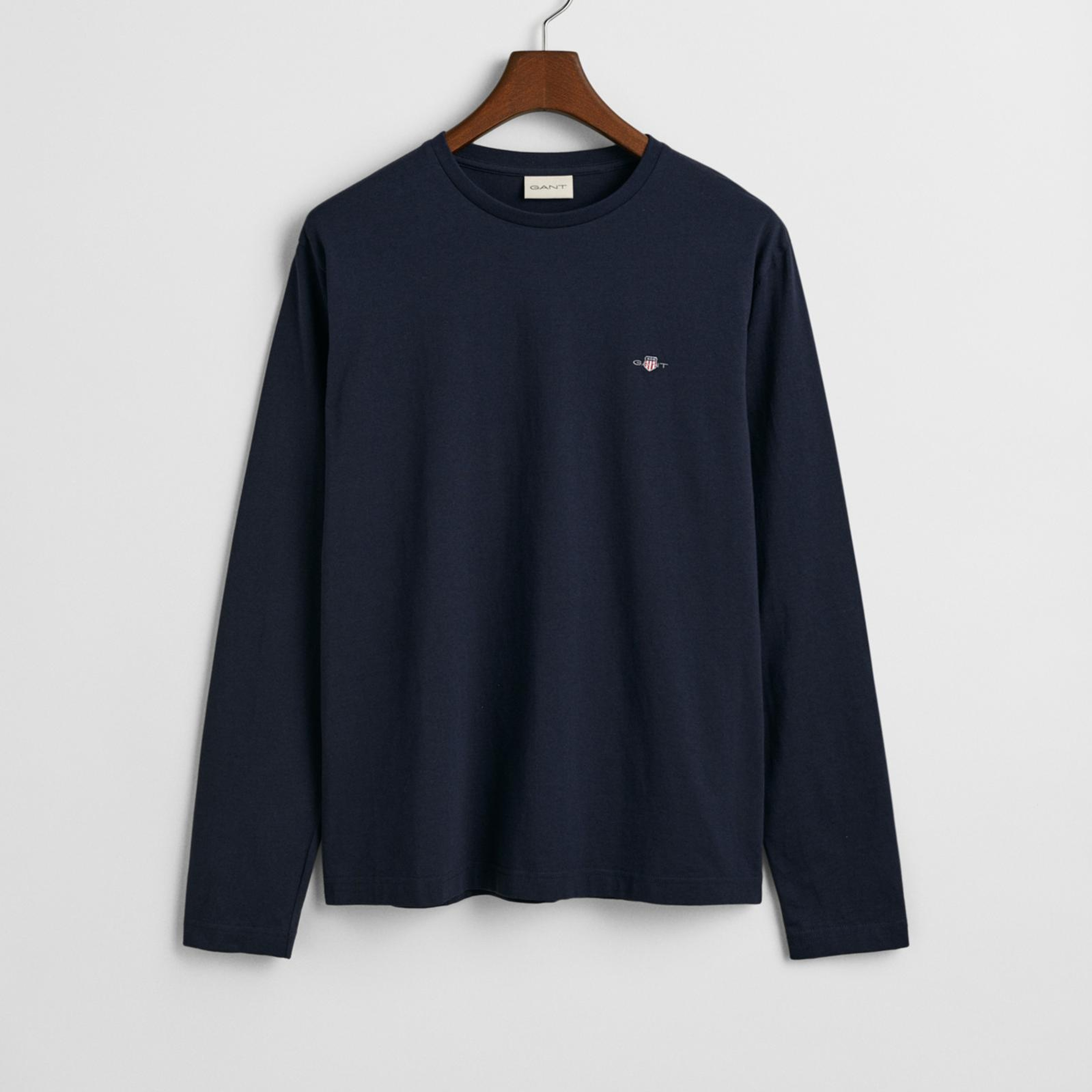 GANT Erkek Lacivert Regular Fit Bisiklet Yaka Uzun Kollu T-Shirt