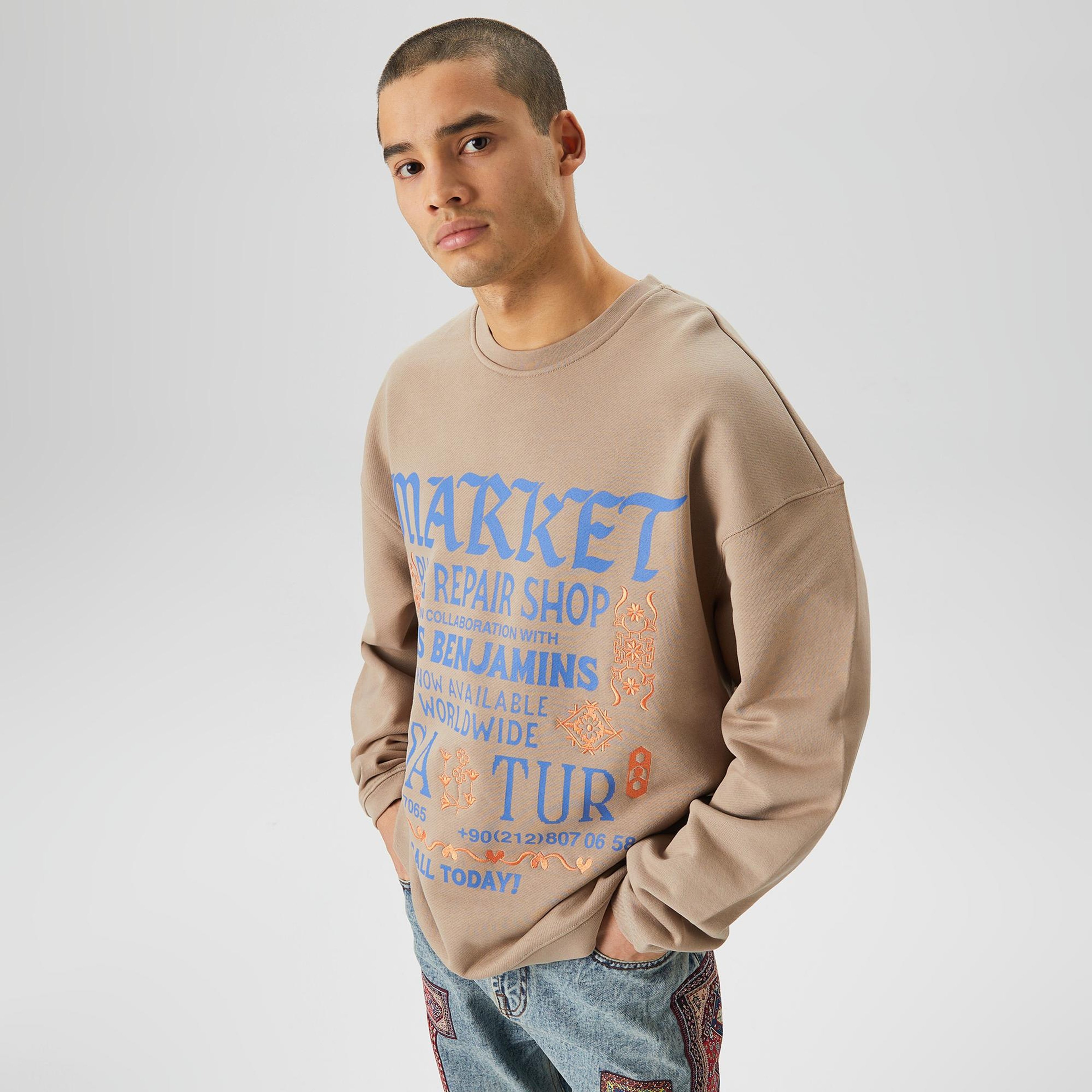 Les Benjamins Market Unisex Kahverengi Sweatshirt