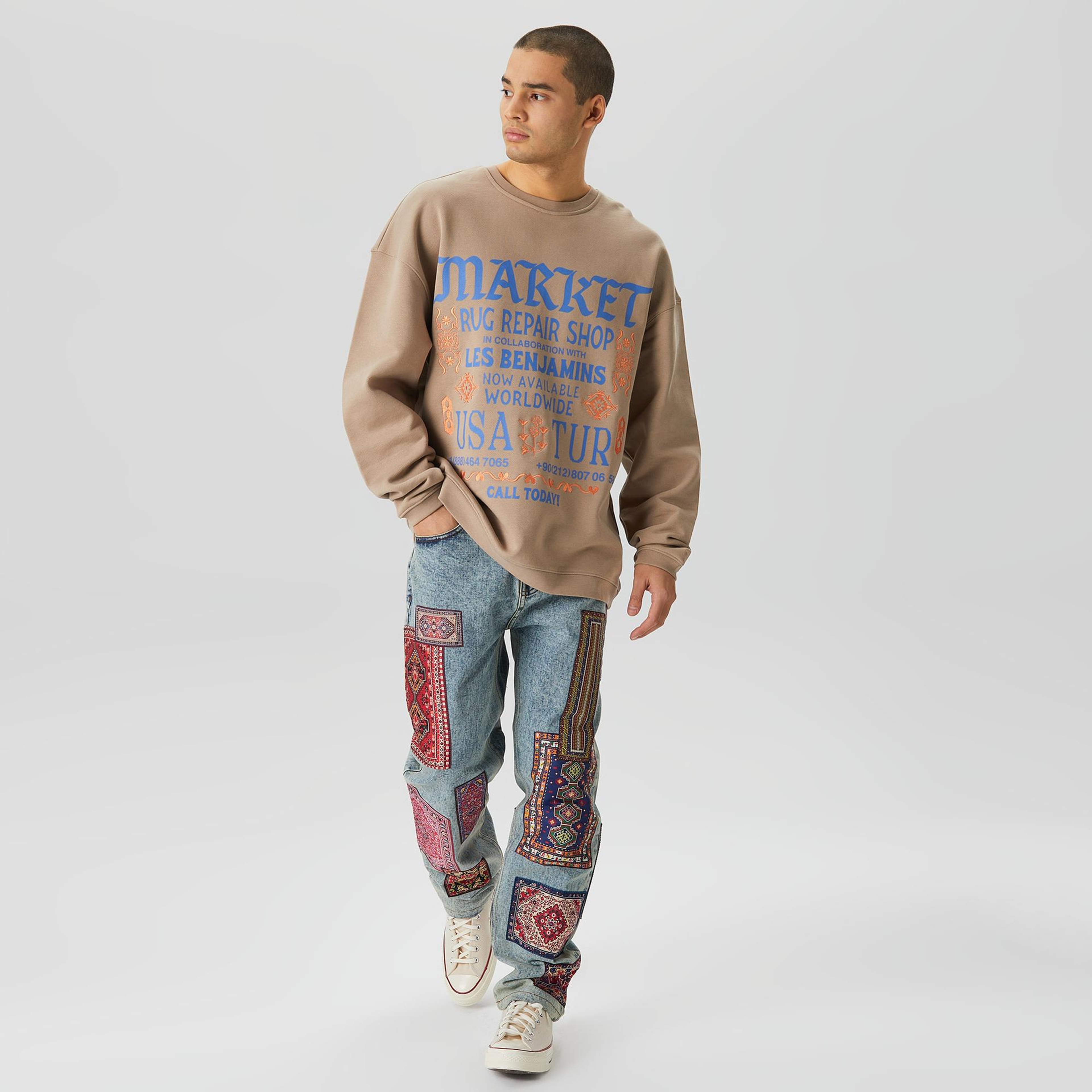 Les Benjamins Market Unisex Kahverengi Sweatshirt