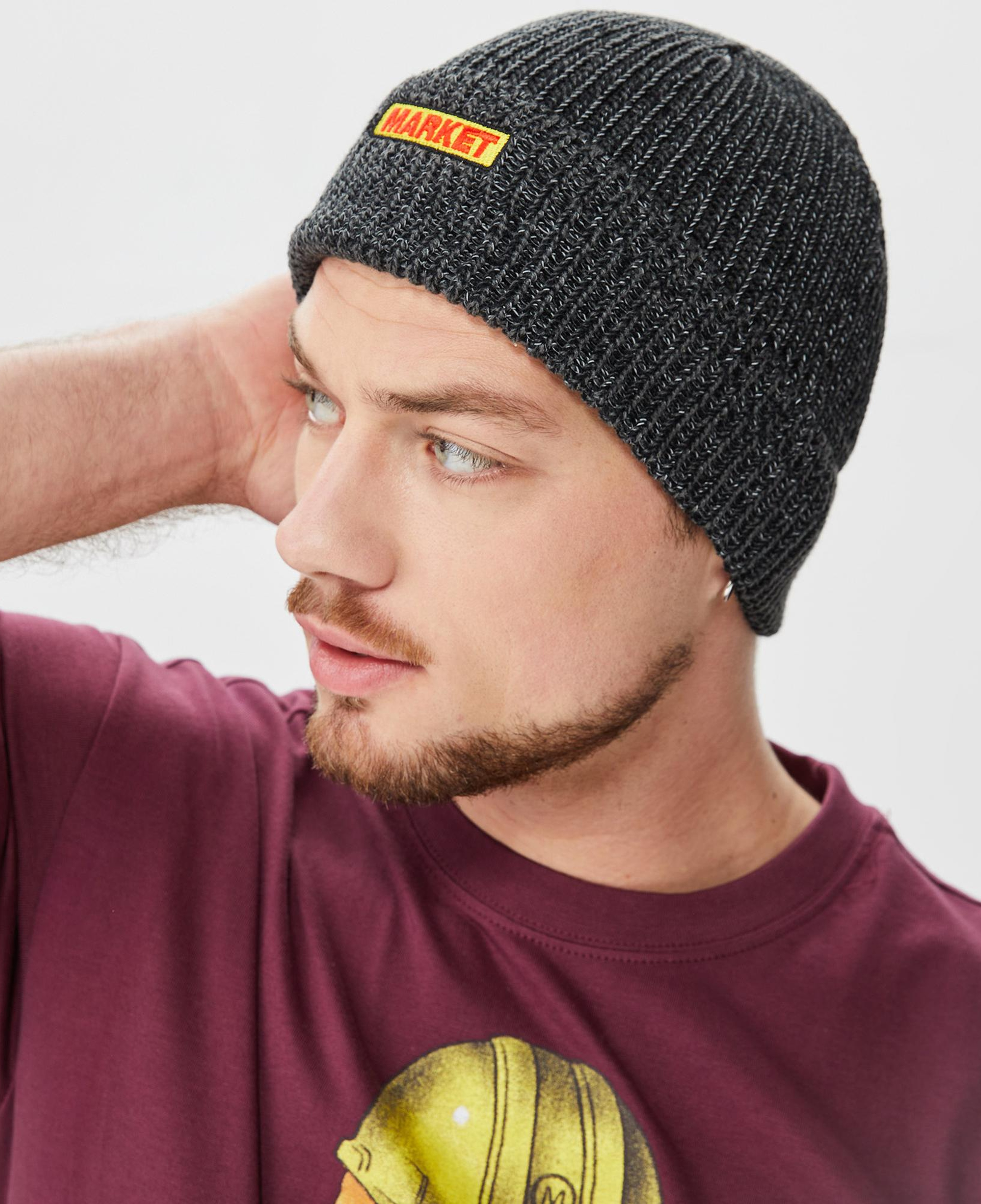 Market Ribbed Knit Erkek Gri Bere