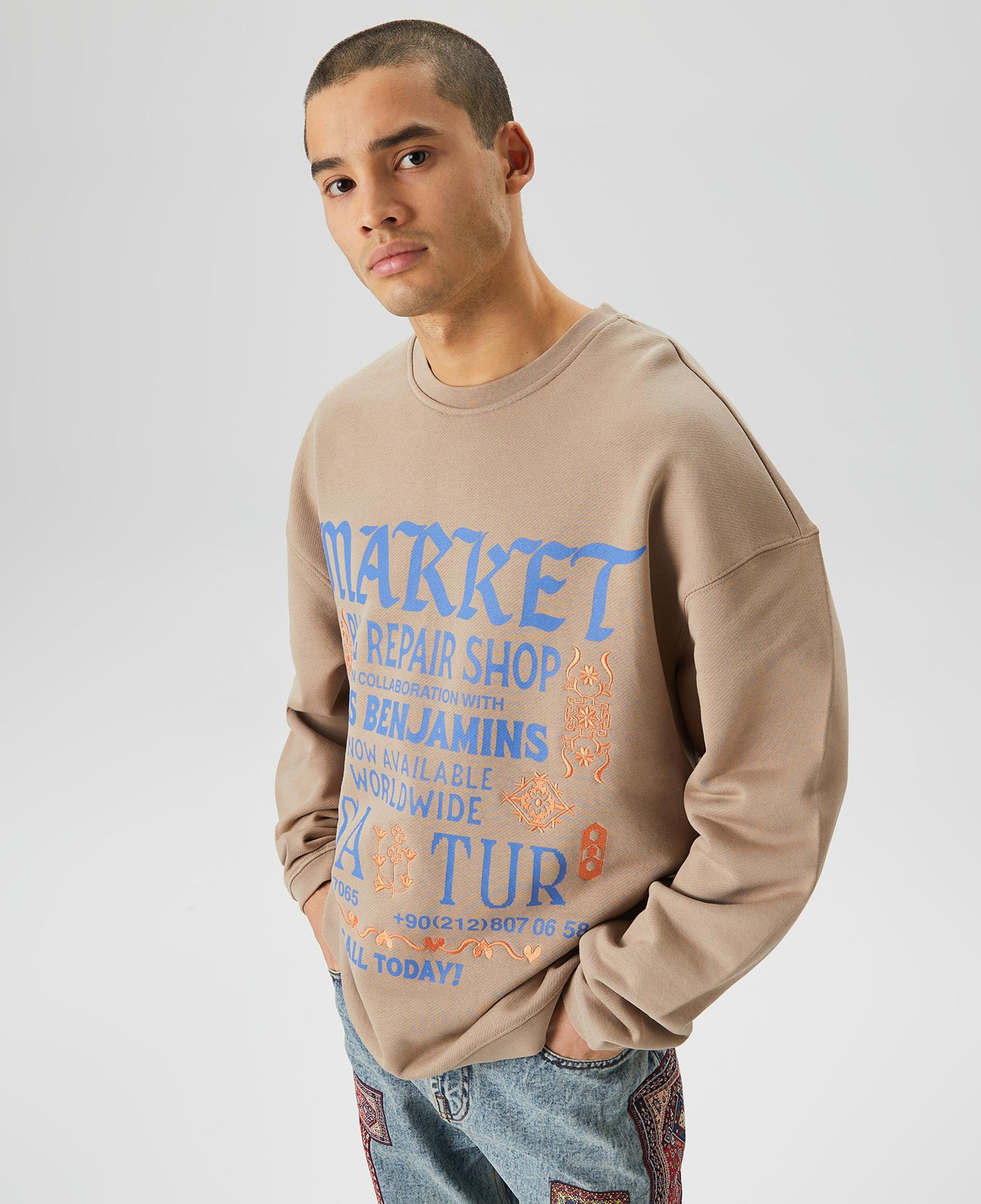 Les Benjamins Market Unisex Kahverengi Sweatshirt