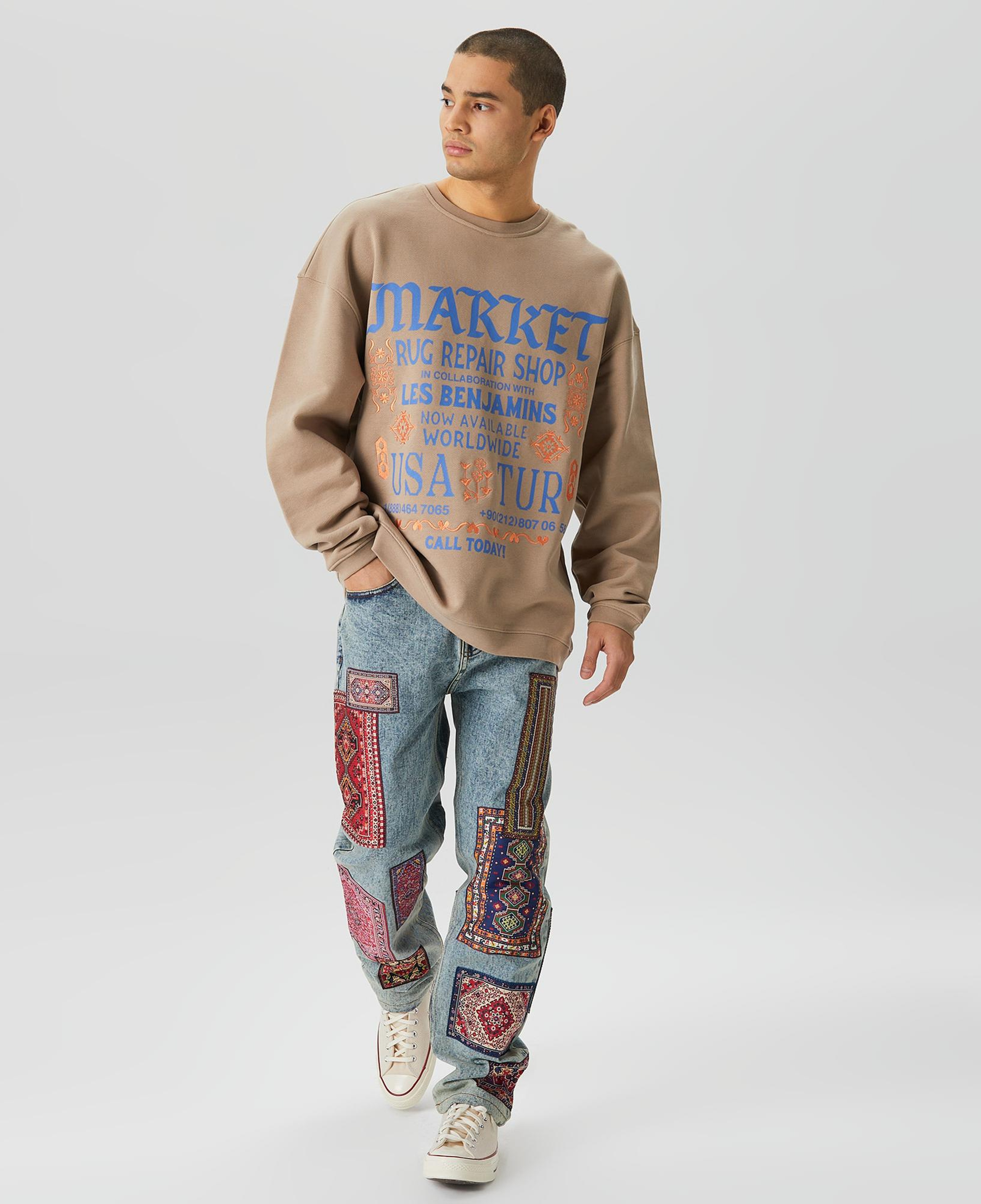 Les Benjamins Market Unisex Kahverengi Sweatshirt