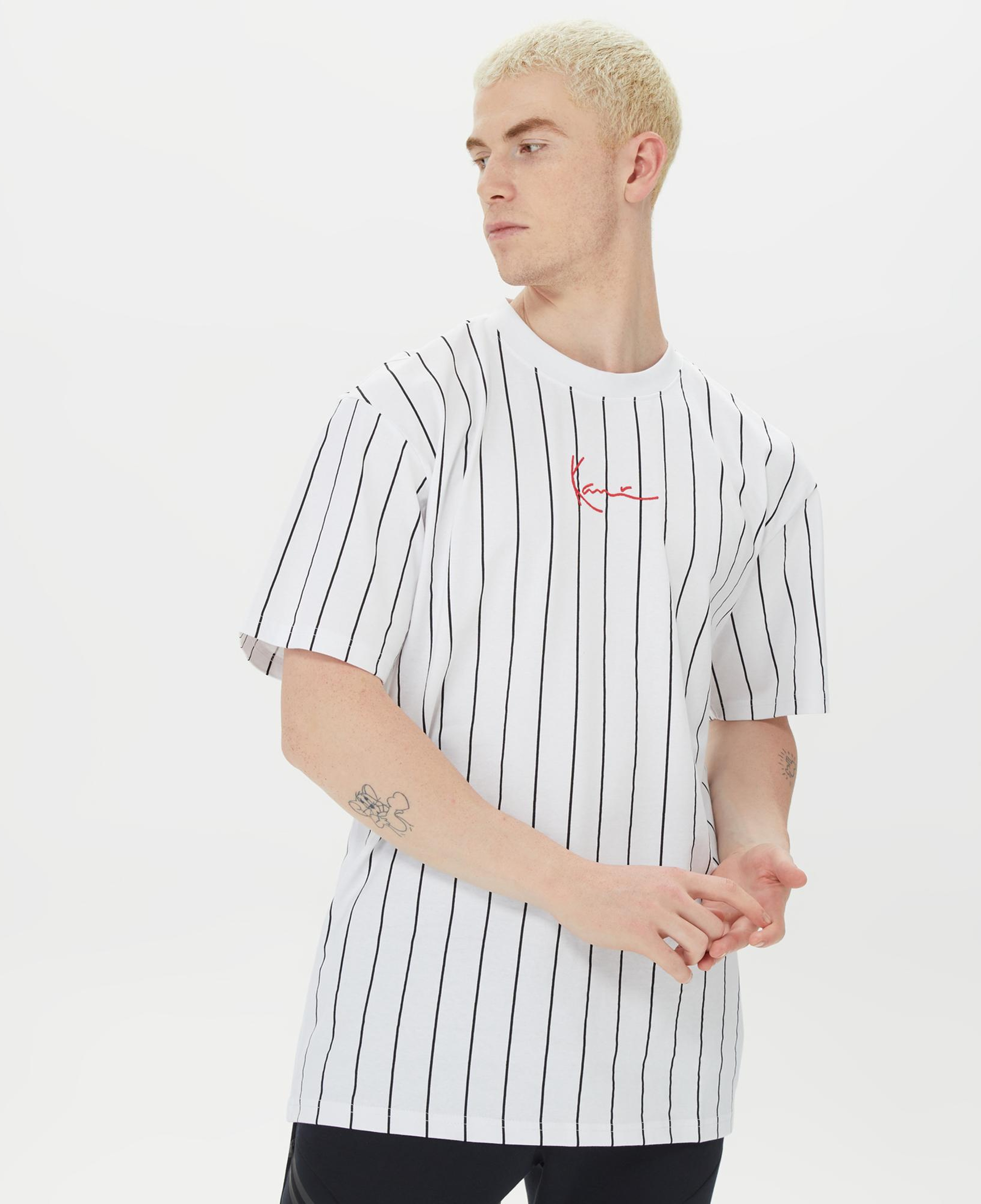 Karl Kani Small PinStripe Erkek Beyaz T-Shirt