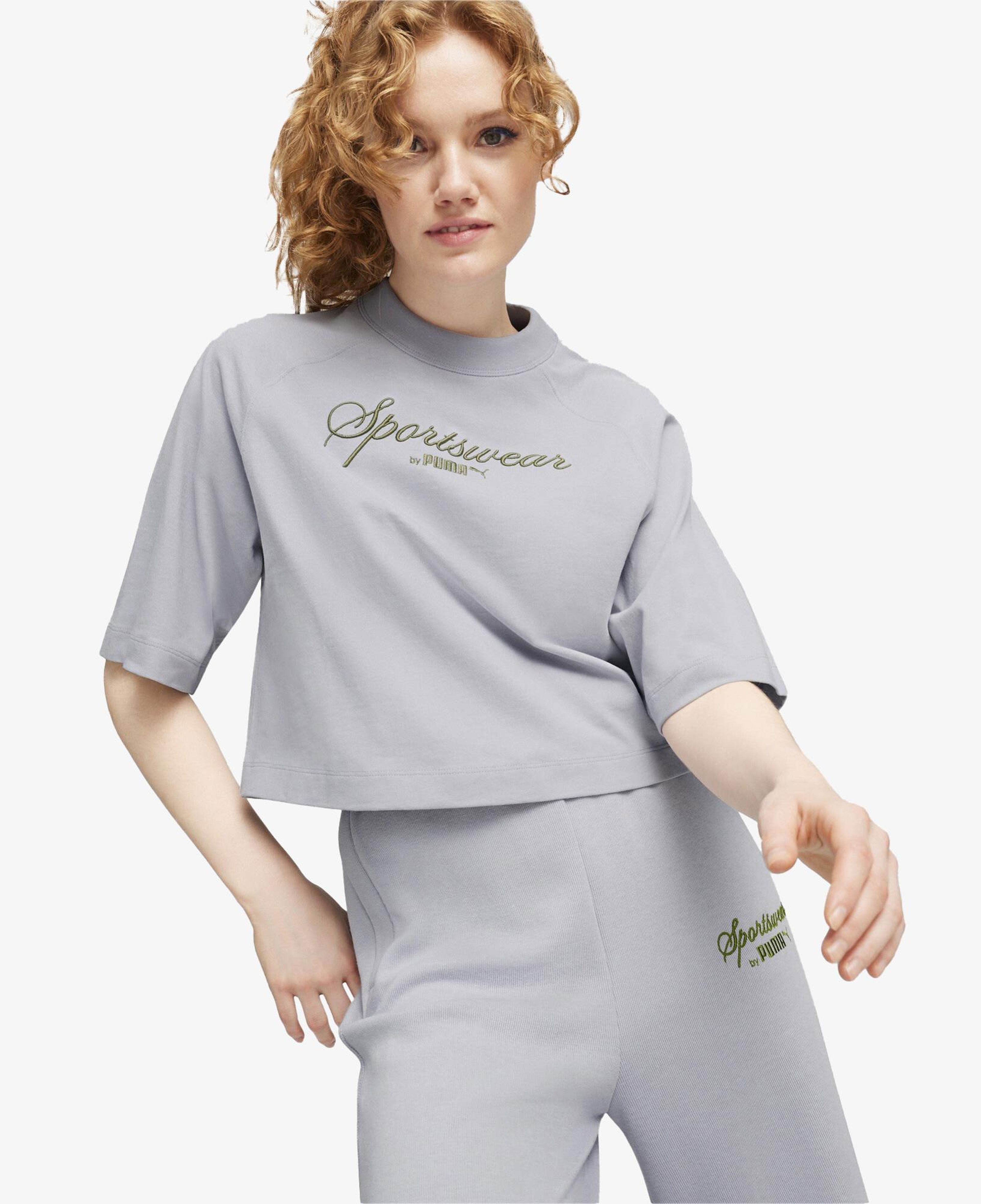 Puma Classics+ Oversized Kadın Gri T-Shirt