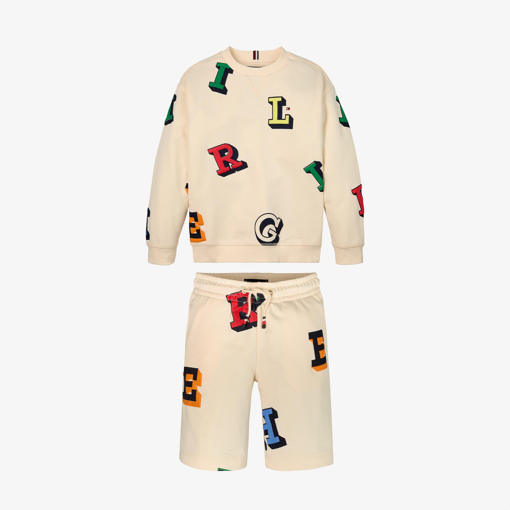 Tommy Hilfiger Monotype Allover Set Çocuk Bej Sweatshirt