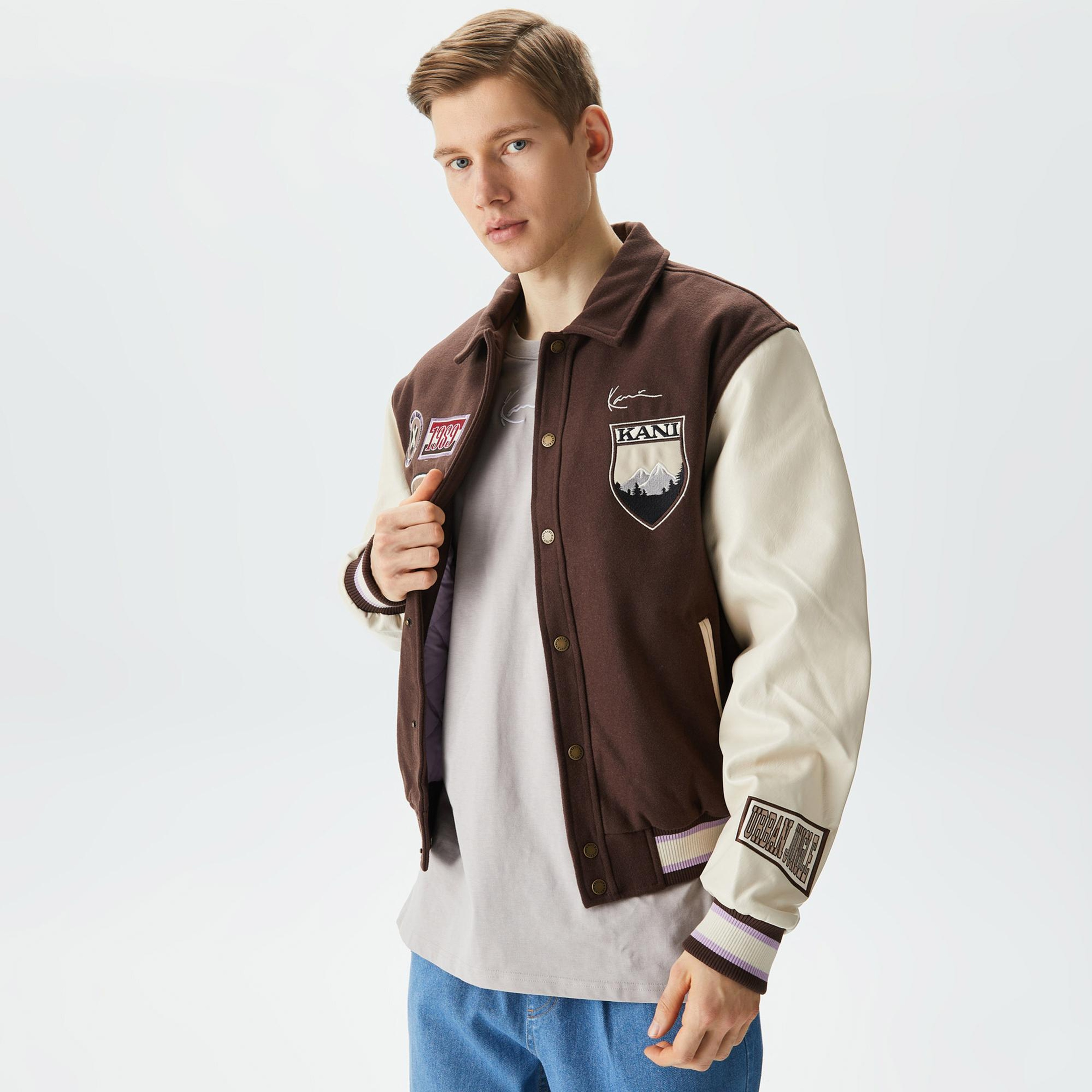 Karl Kani Chest Signature Block College Erkek Kahverengi Ceket
