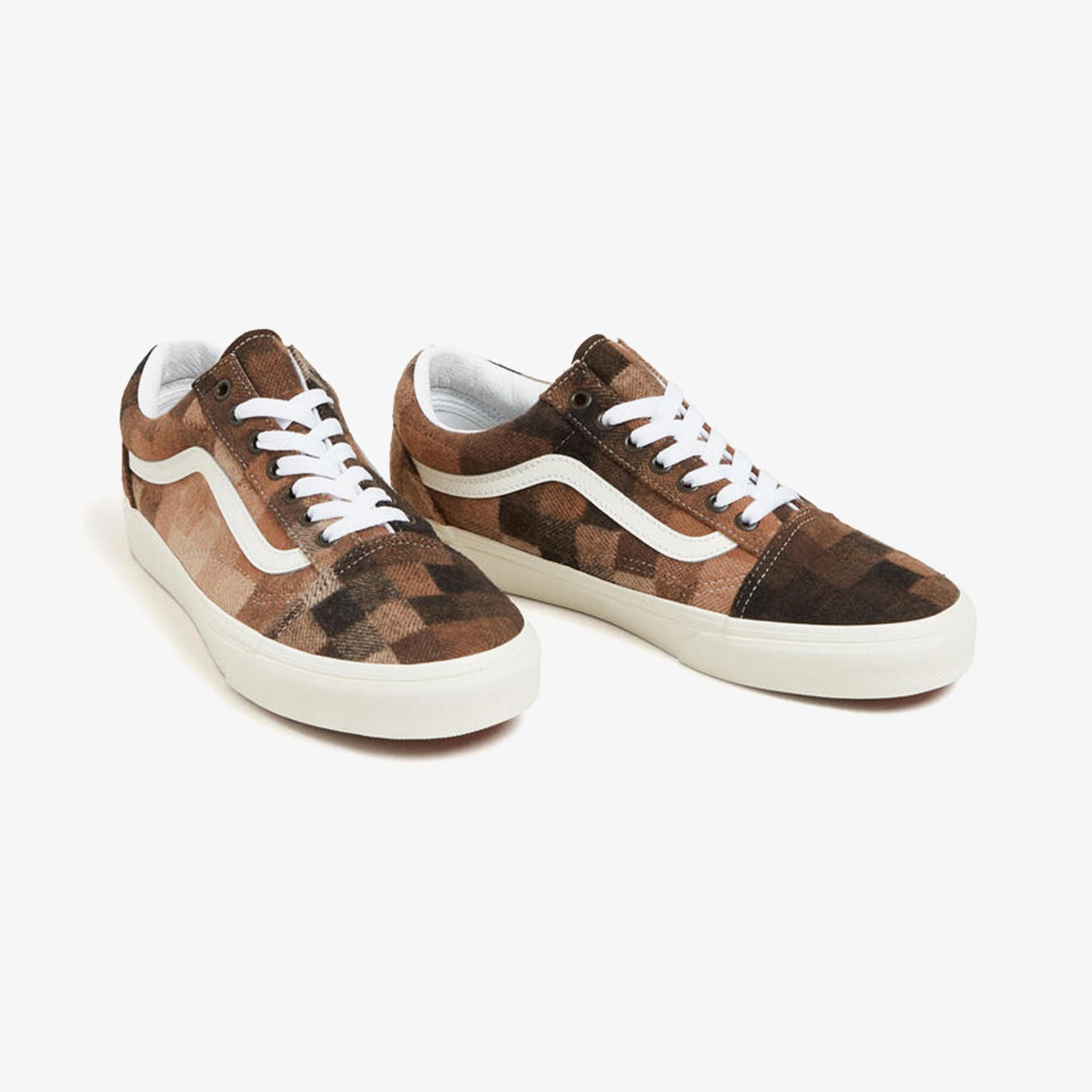 Vans Old Skool Checkerboard Unisex Kahverengi Sneaker