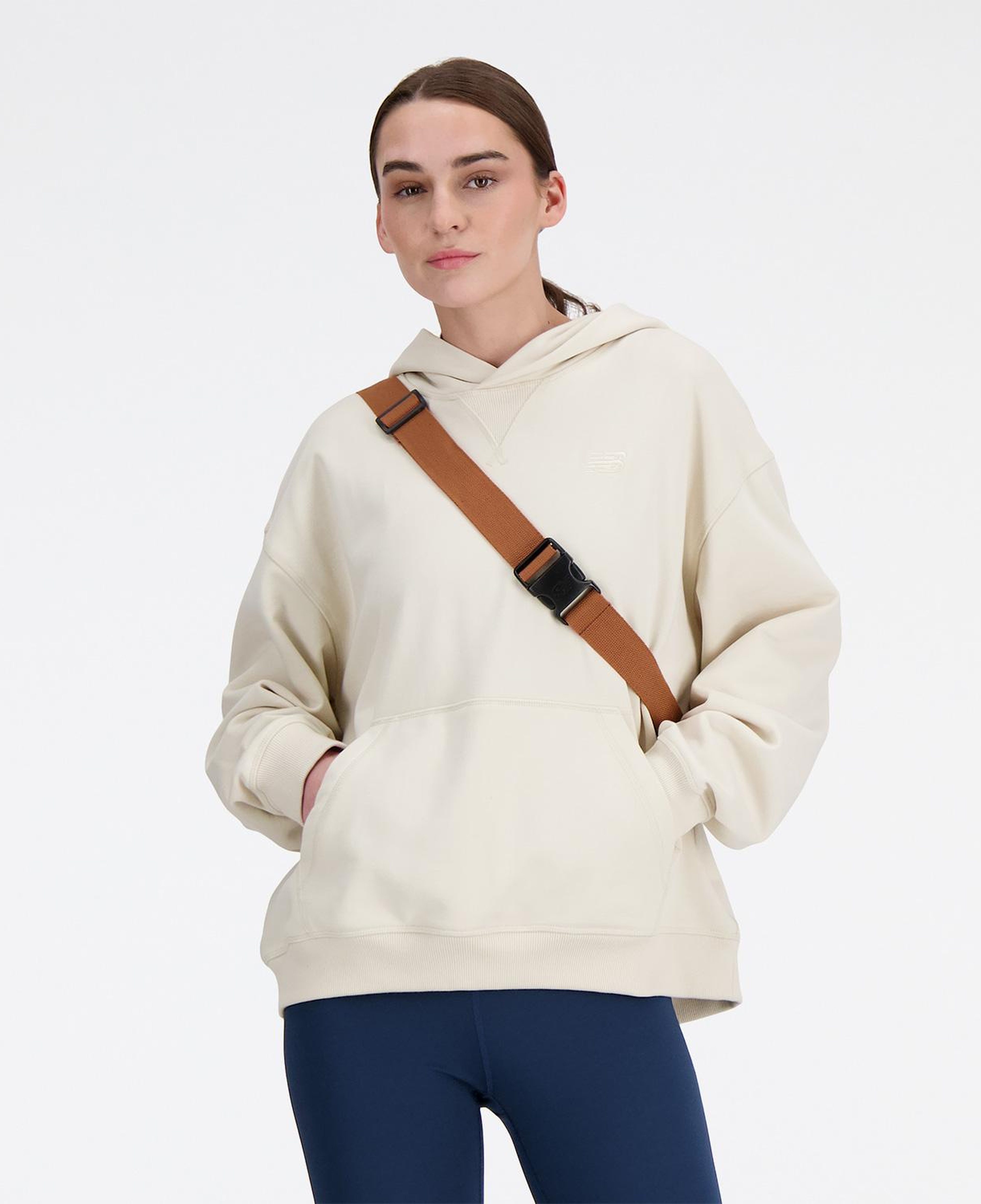 New Balance Athletics French Terry Kadın Krem Hoodie