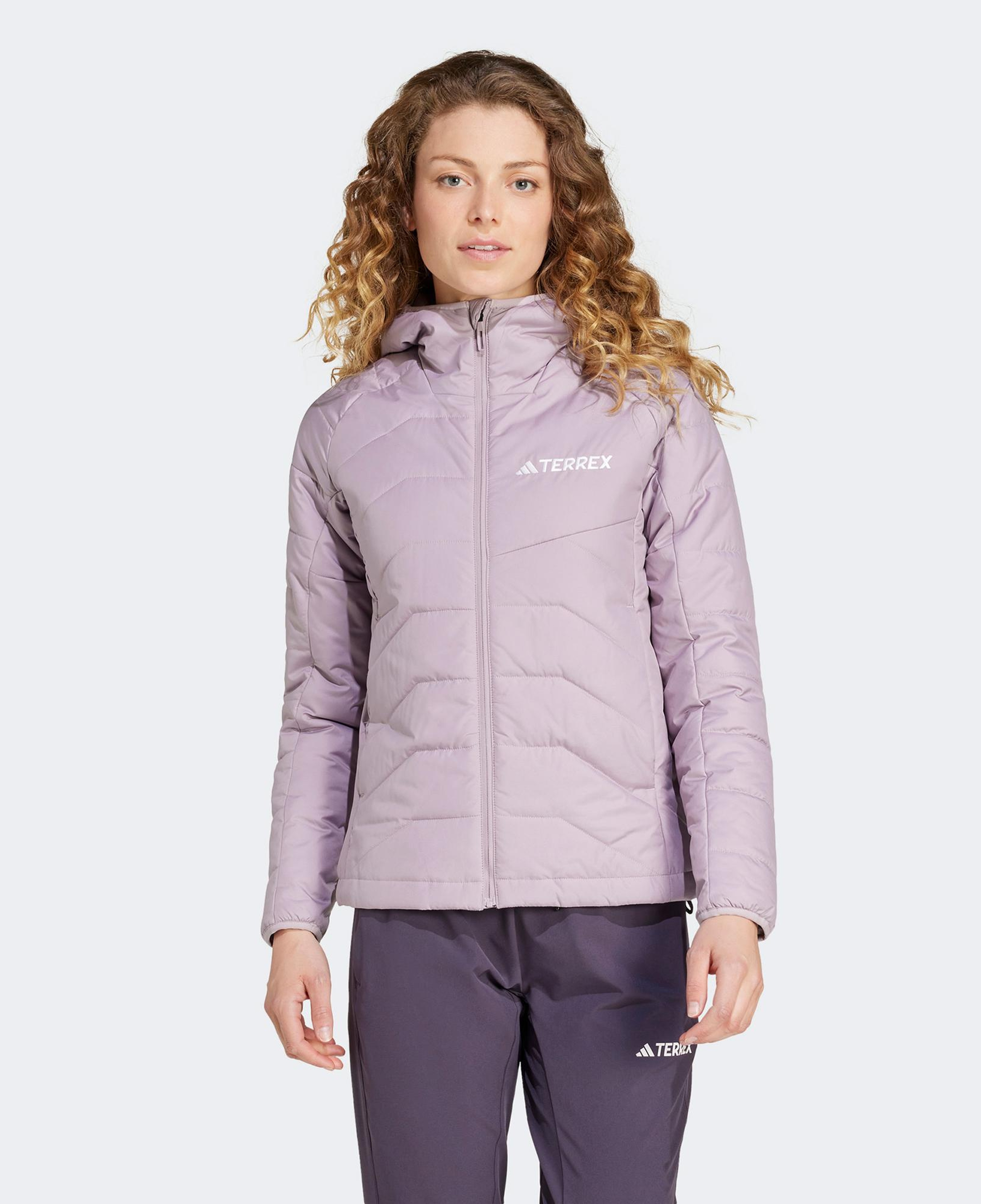 adidas Terrex Multi Synthetic Insulated Kadın Mor Kapüşonlu Mont