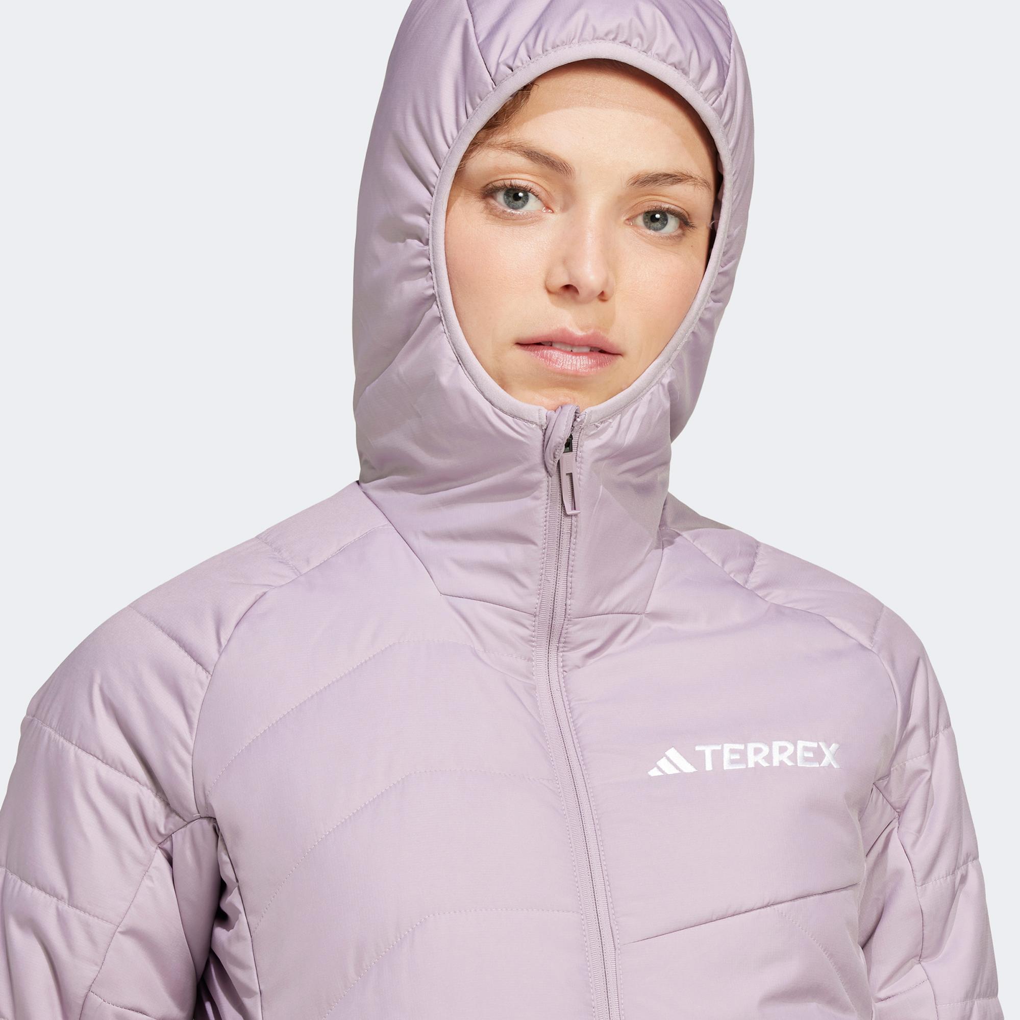 adidas Terrex Multi Synthetic Insulated Kadın Mor Kapüşonlu Mont