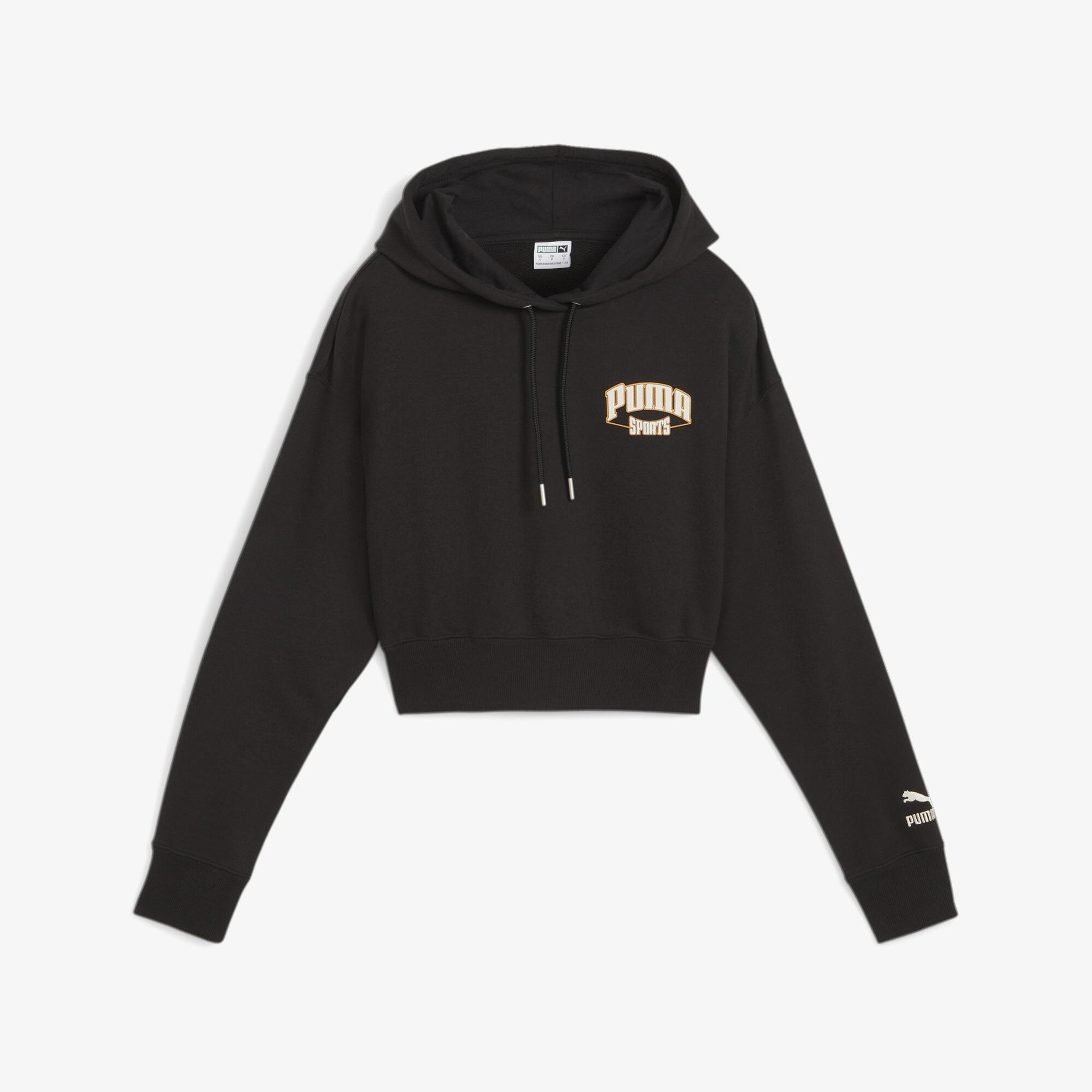 Puma Team Cropped Kadın Siyah Hoodie