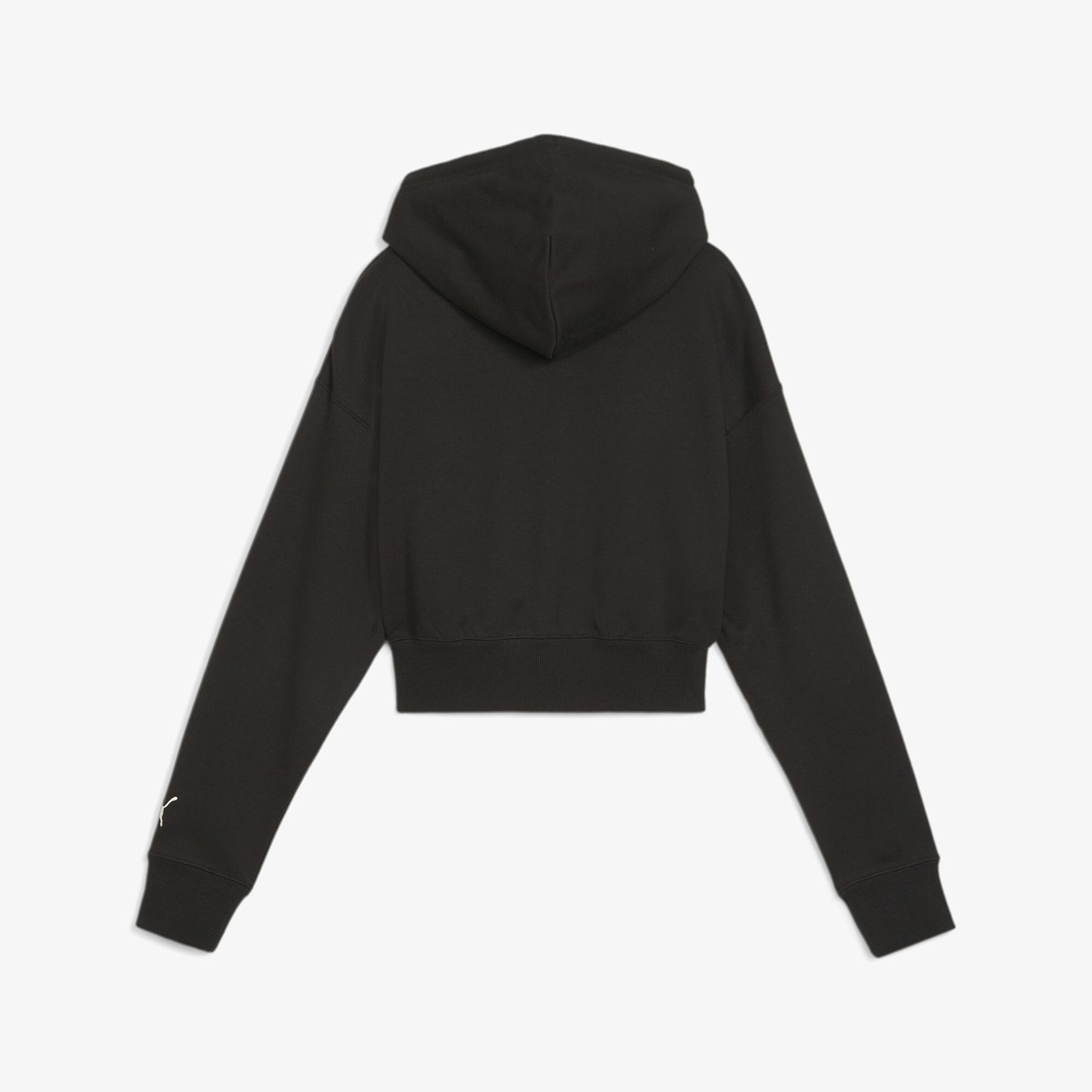 Puma Team Cropped Kadın Siyah Hoodie