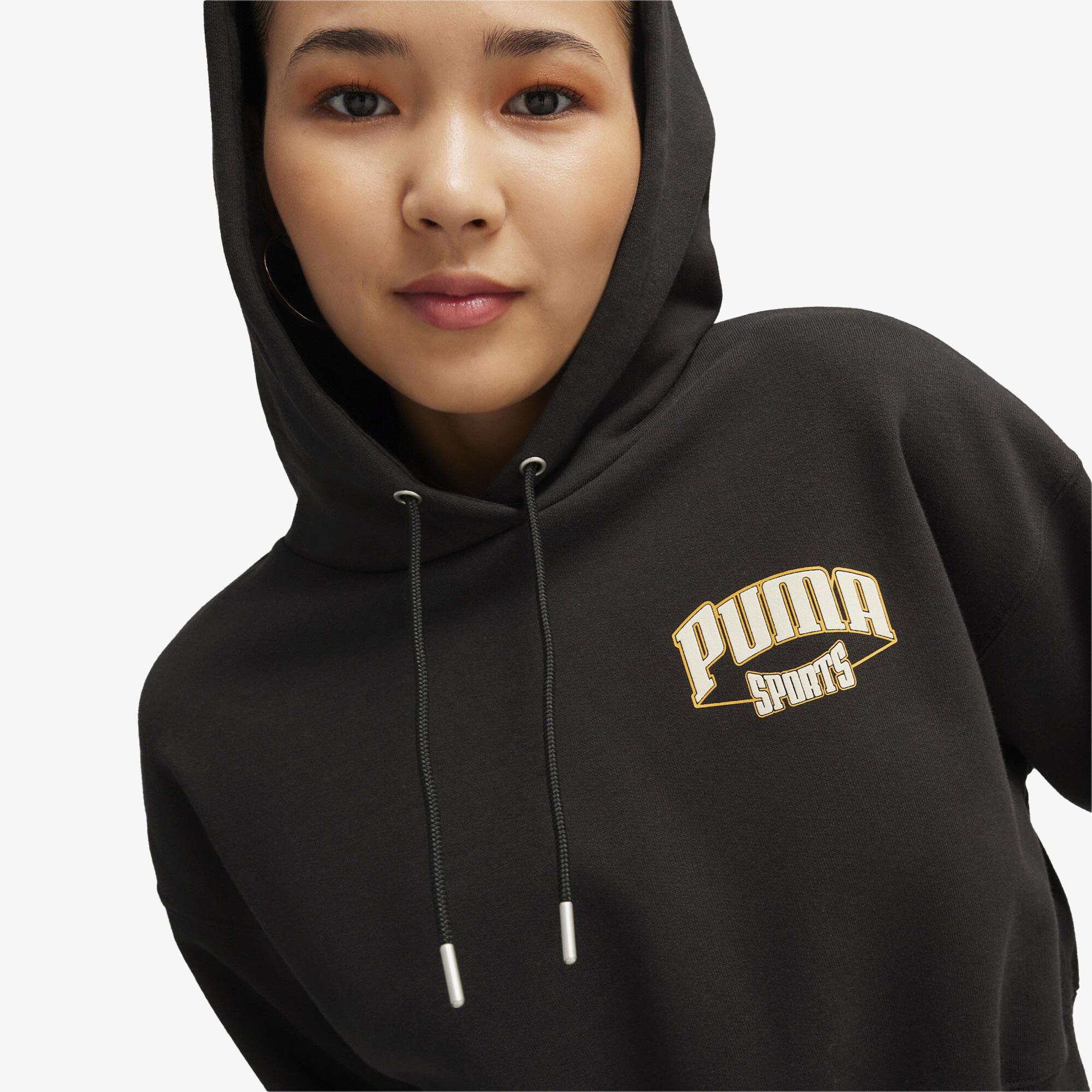 Puma Team Cropped Kadın Siyah Hoodie