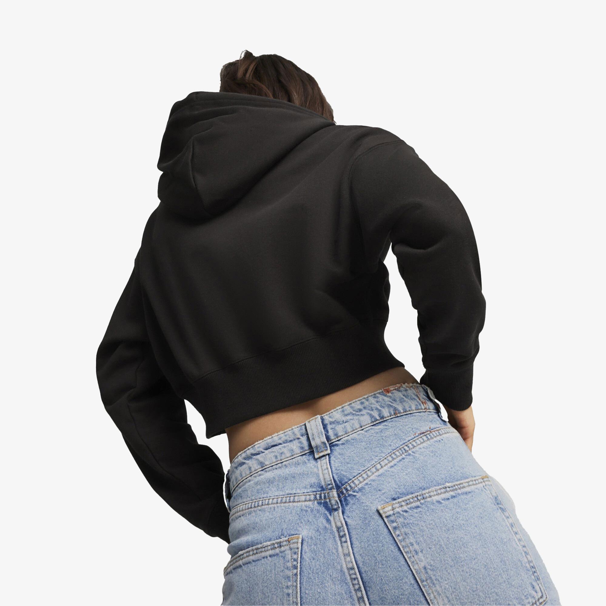 Puma Team Cropped Kadın Siyah Hoodie