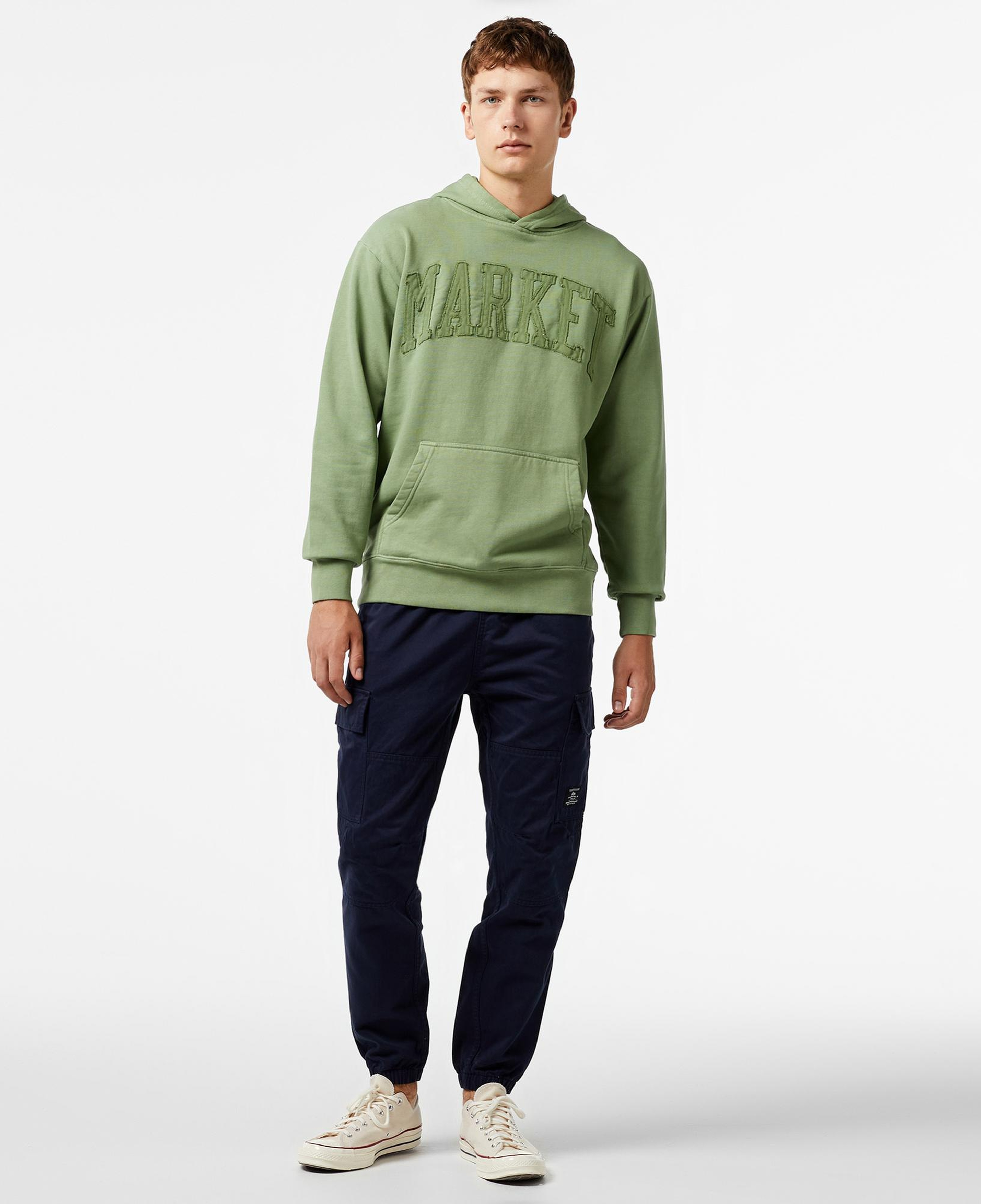 Market Vintage Wash Arc Erkek Haki Hoodie