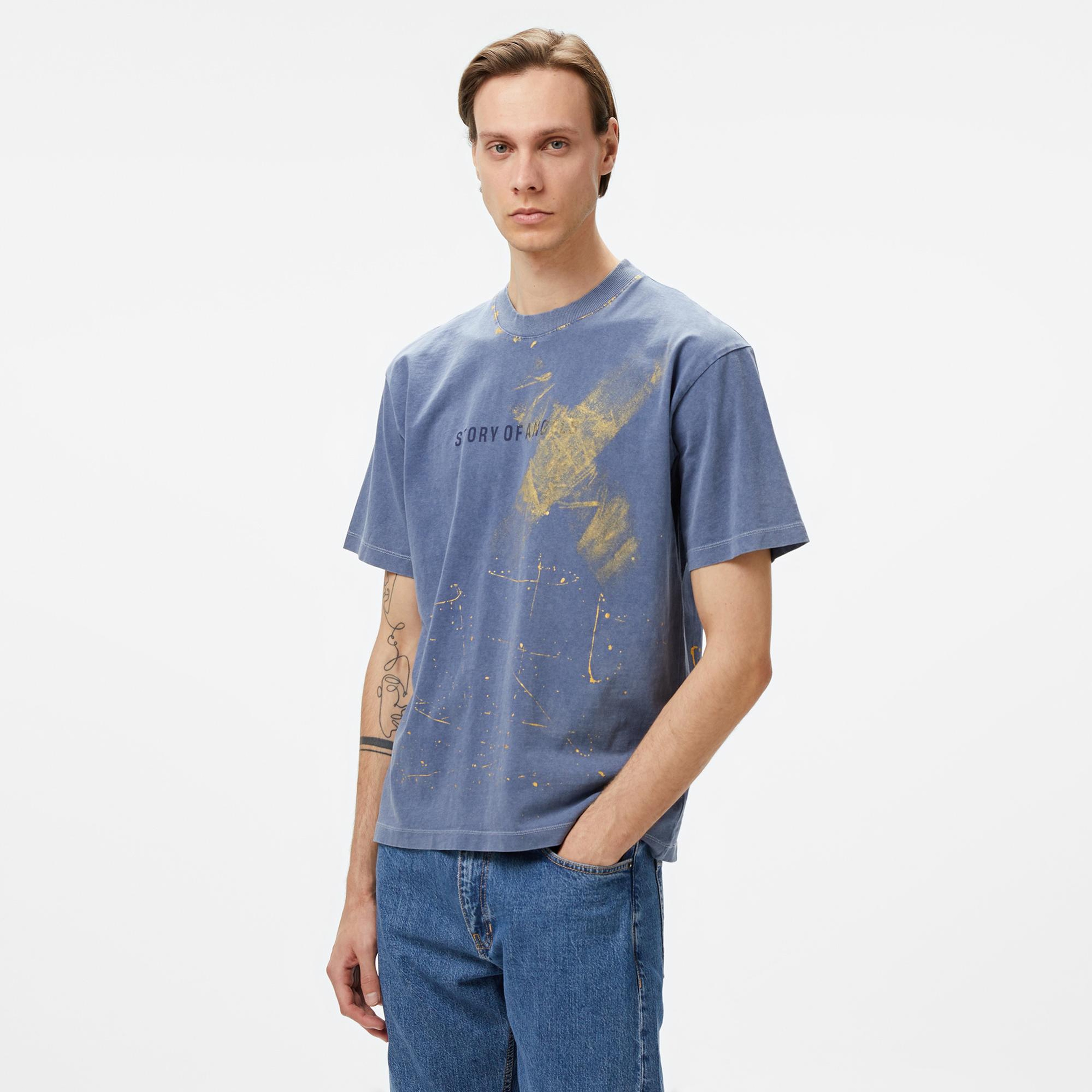 Story Of Angels Soa Romance Hand-Dye Erkek Lacivert T-Shirt