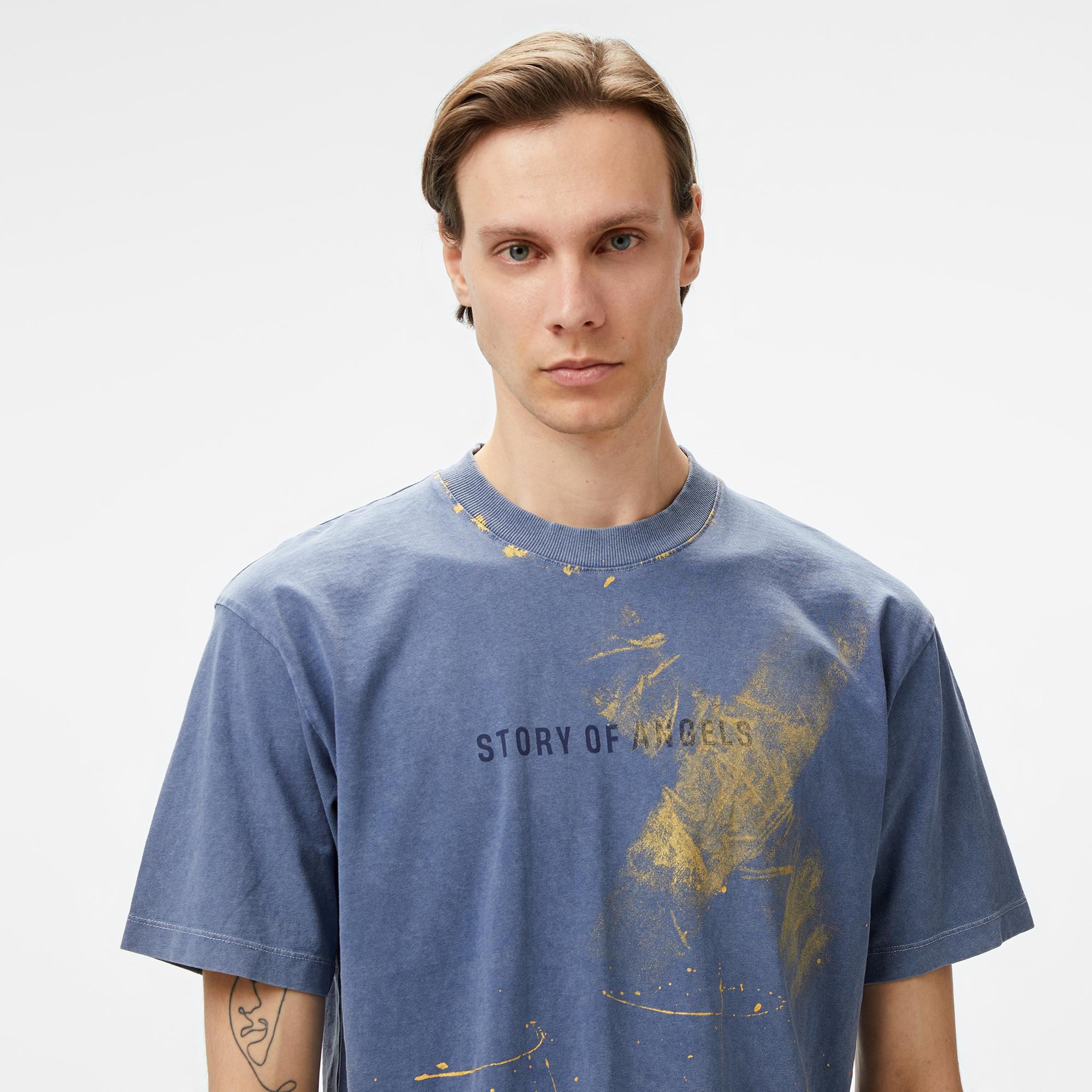 Story Of Angels Soa Romance Hand-Dye Erkek Lacivert T-Shirt