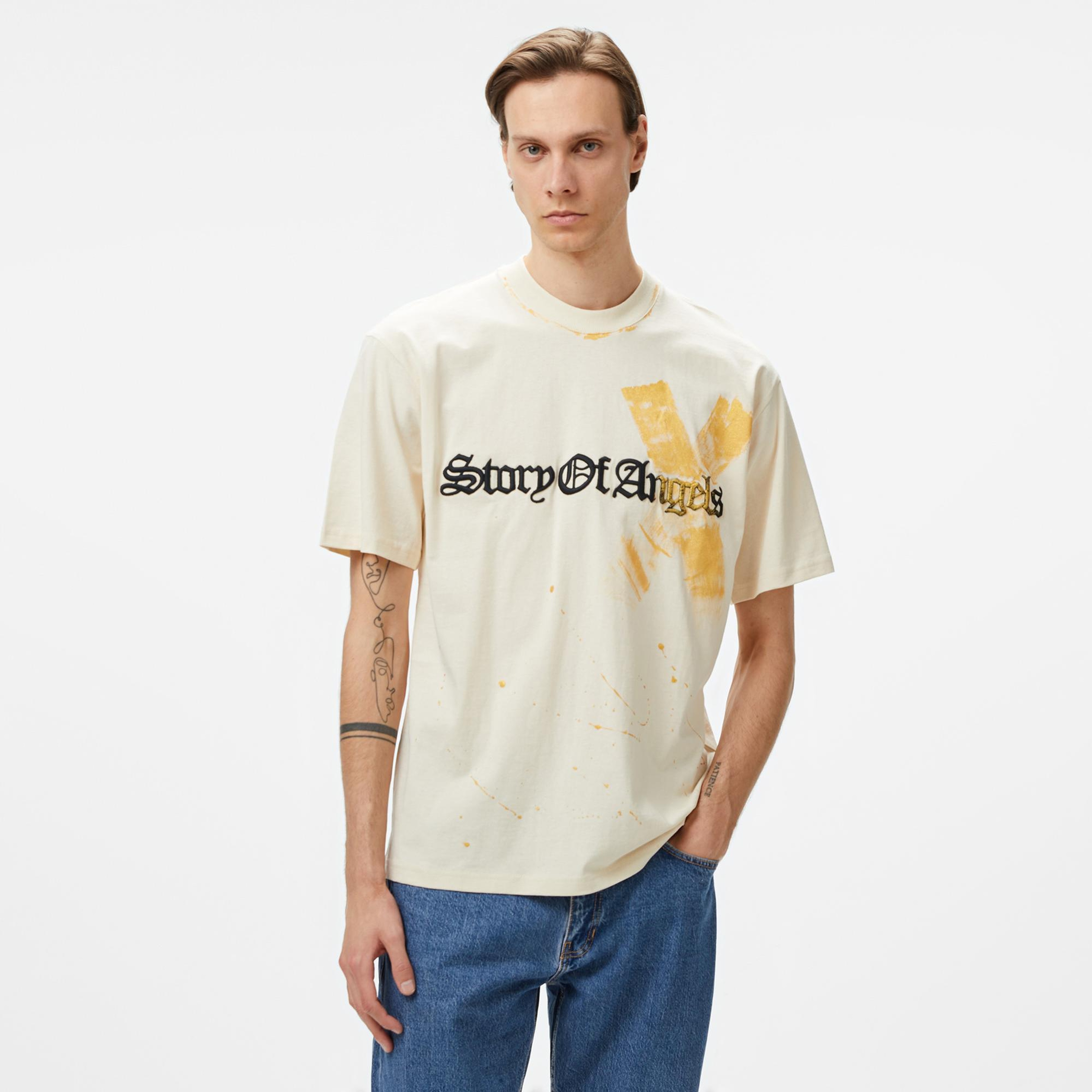 Story Of Angels Soa Gold Angel Hand-Dye  Erkek Krem T-Shirt