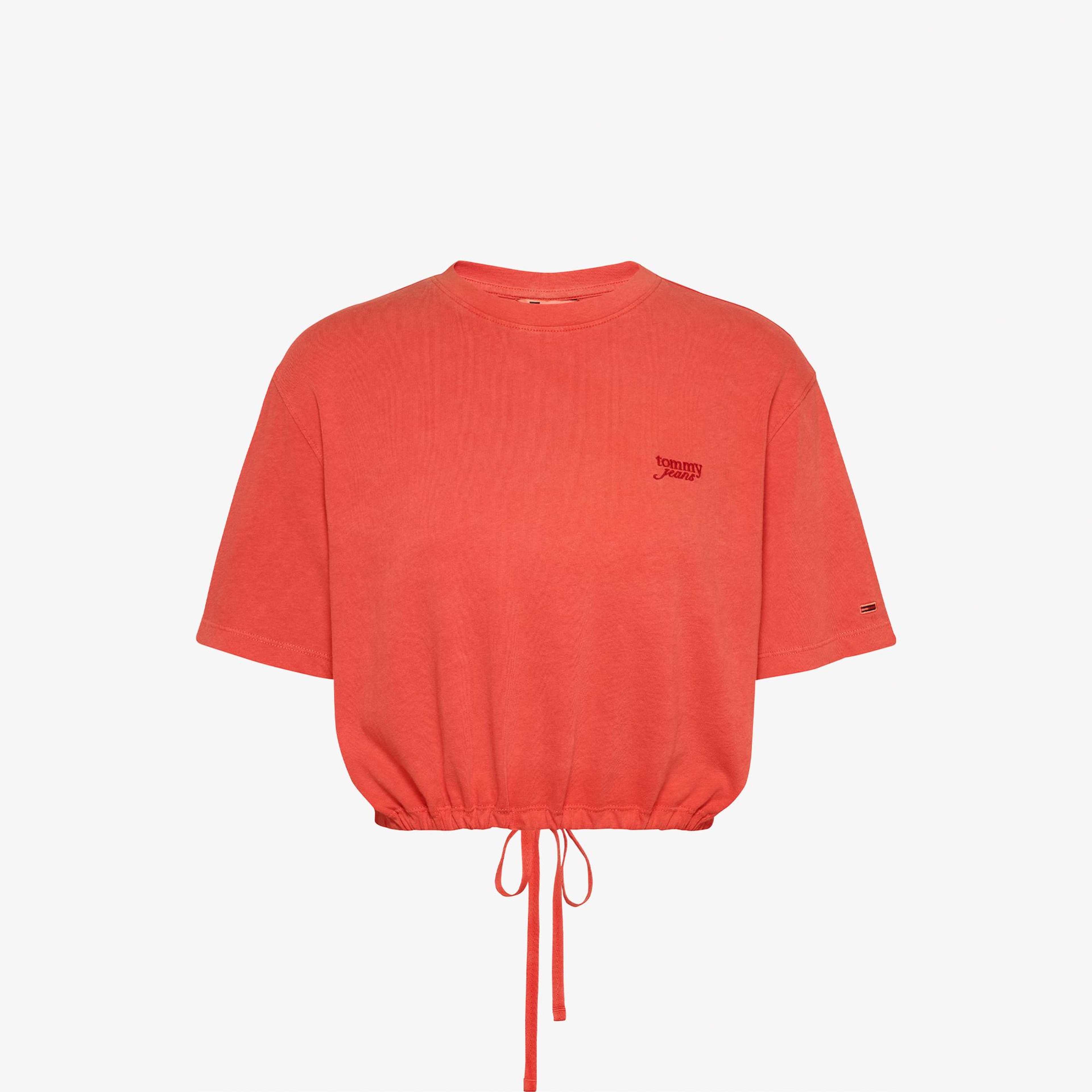 Tommy Jeans Cropped Gmd Script Open Back Kadın Turuncu T-Shirt
