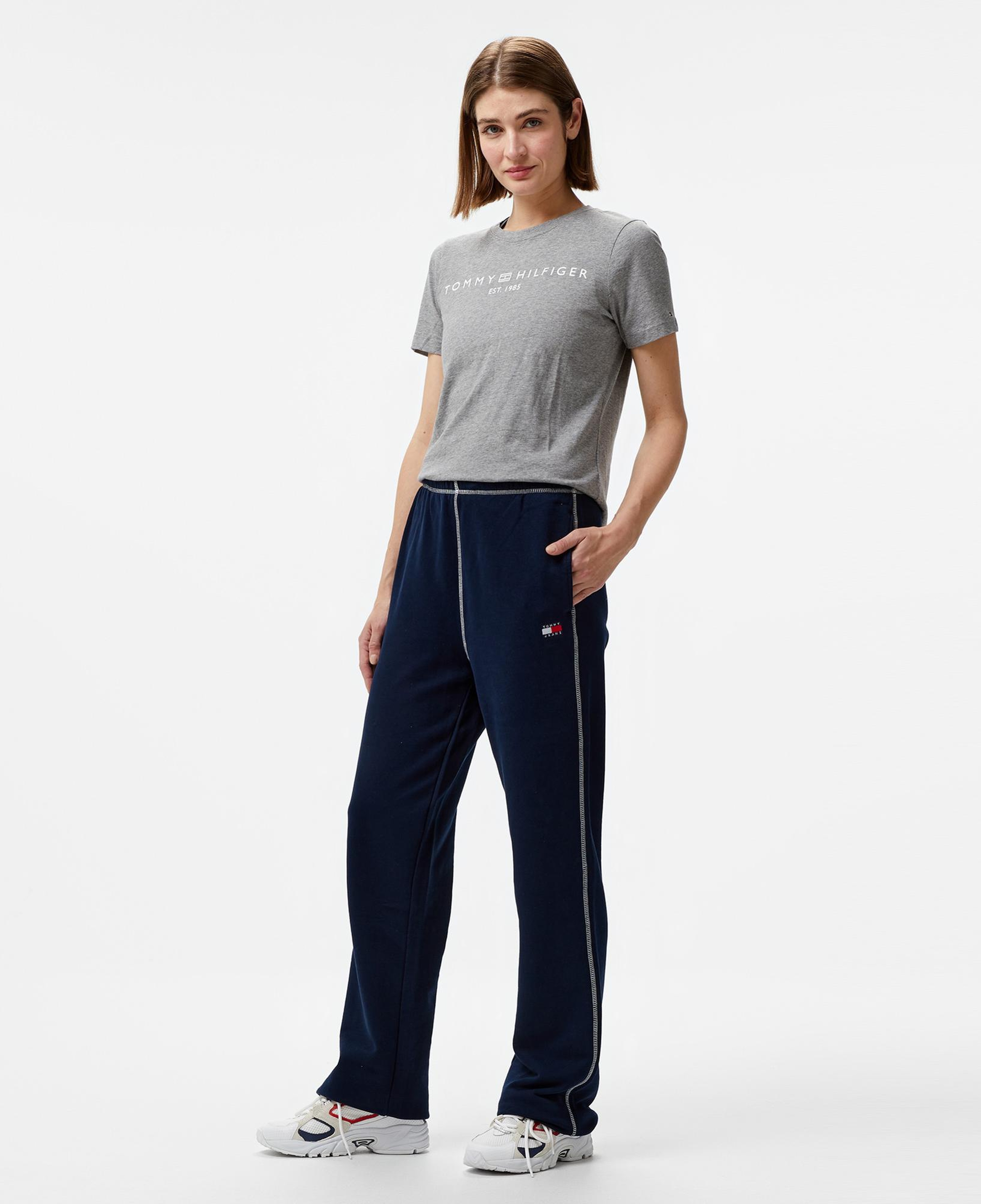 Tommy Jeans Topstitch Badge Kadın Mavi Eşofman Alti