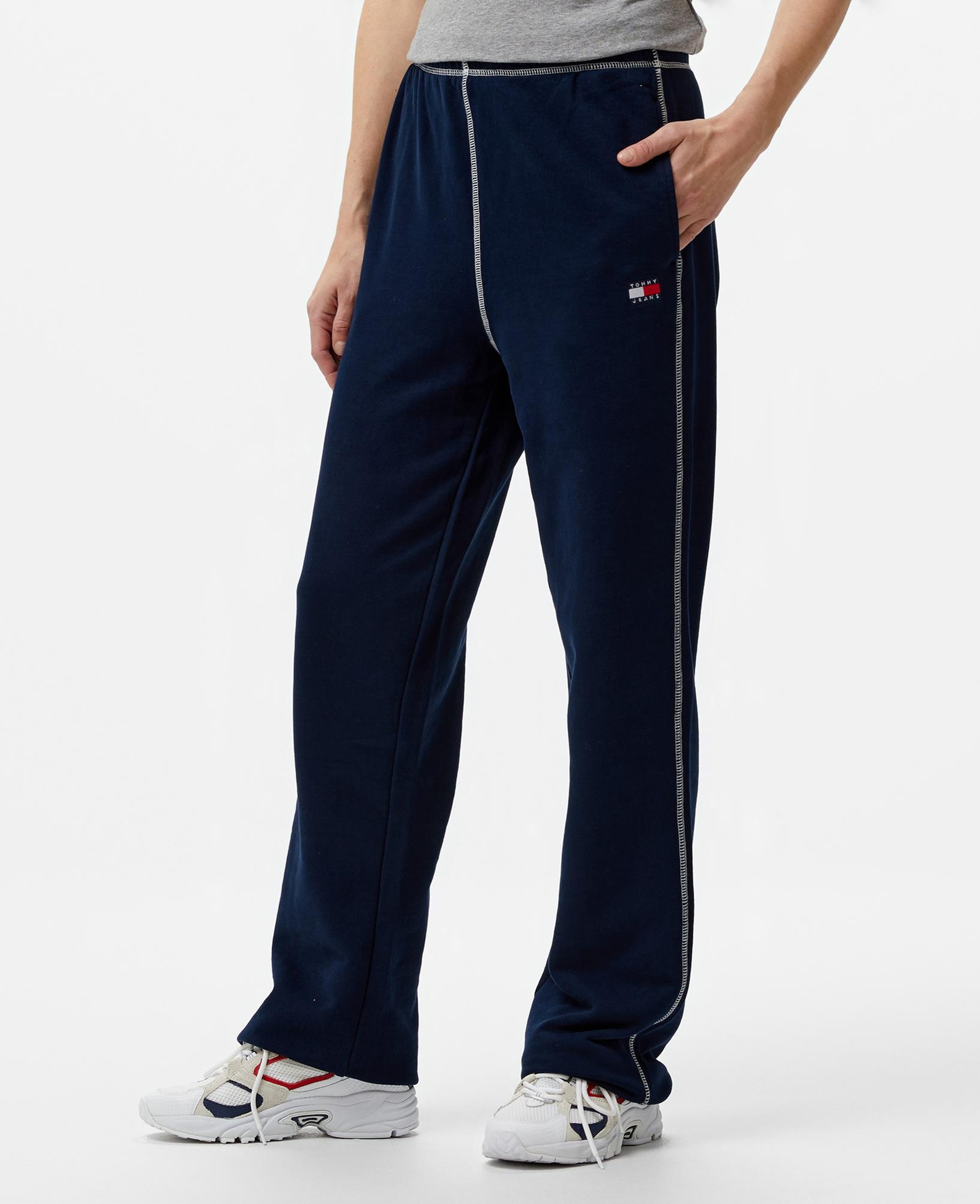 Tommy Jeans Topstitch Badge Kadın Mavi Eşofman Alti