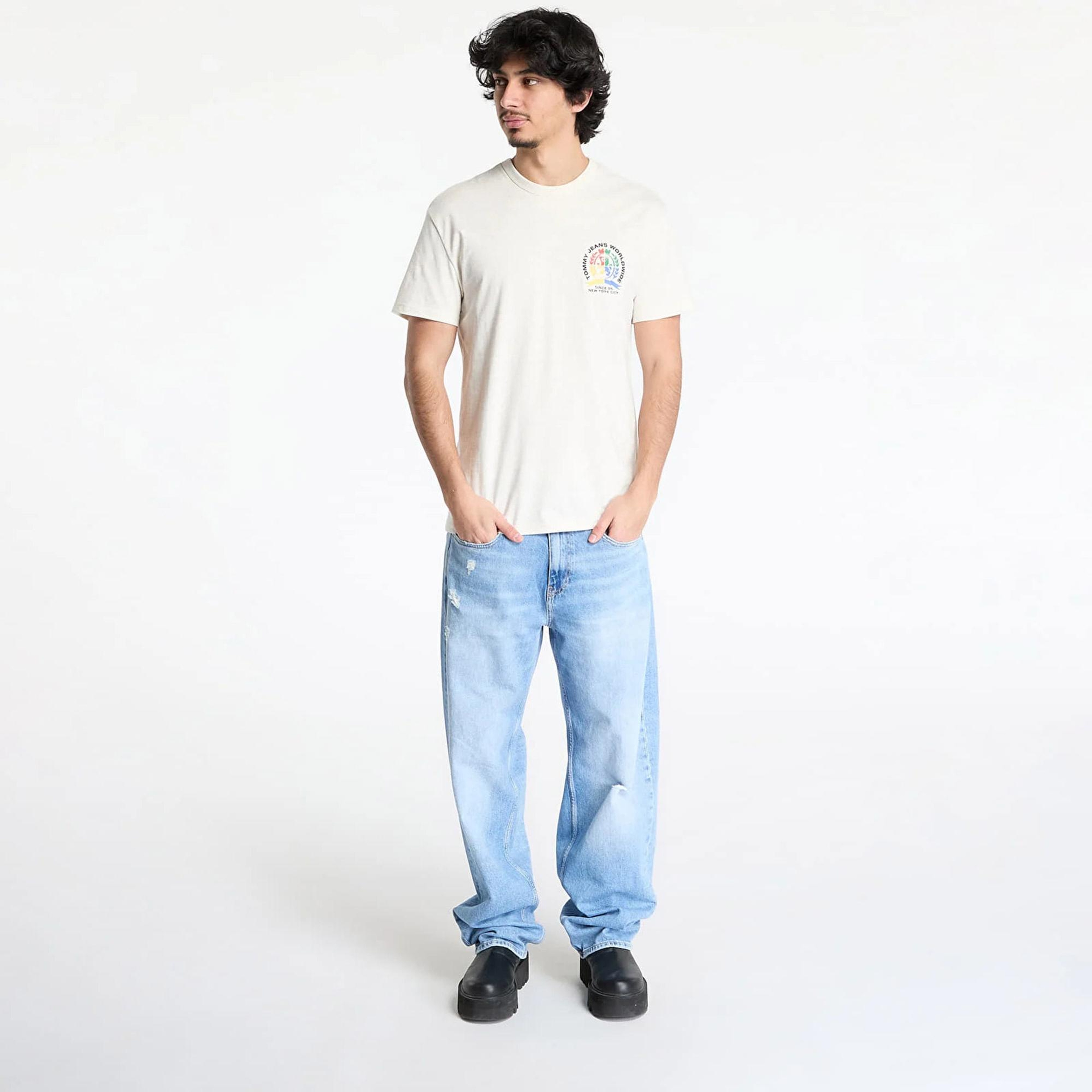 Tommy Jeans Regular Pop Crest Erkek Bej T-Shirt