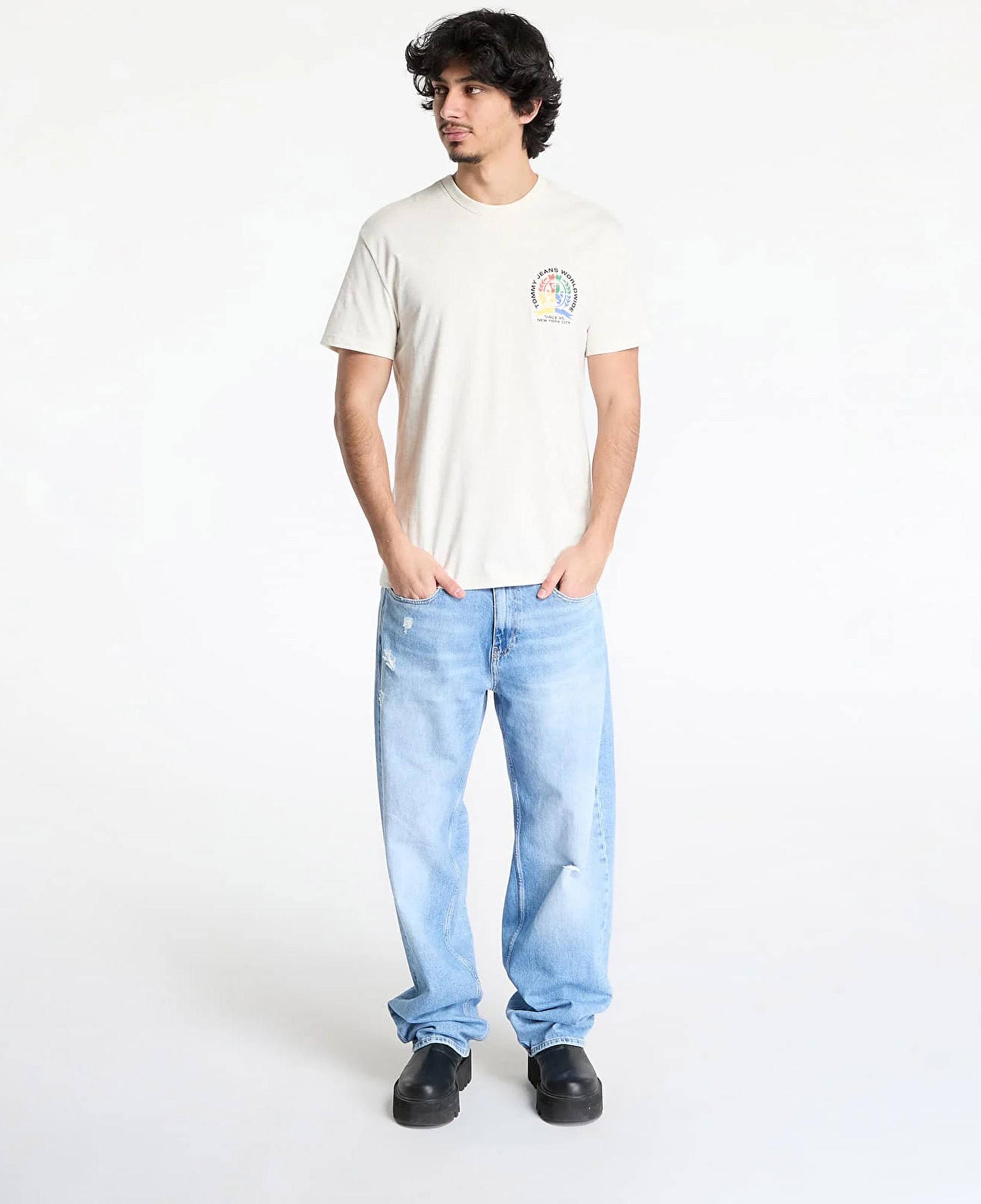 Tommy Jeans Regular Pop Crest Erkek Bej T-Shirt