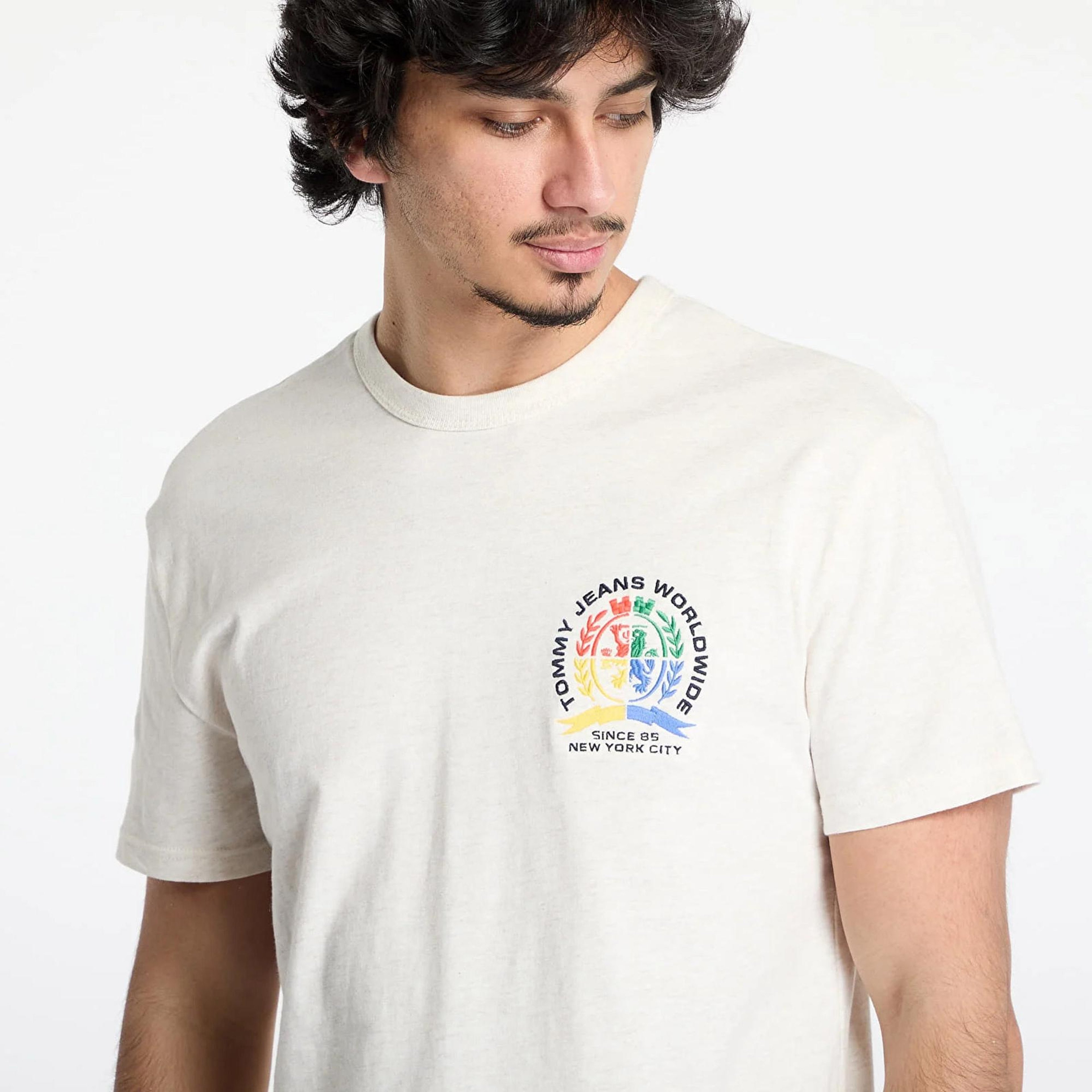 Tommy Jeans Regular Pop Crest Erkek Bej T-Shirt