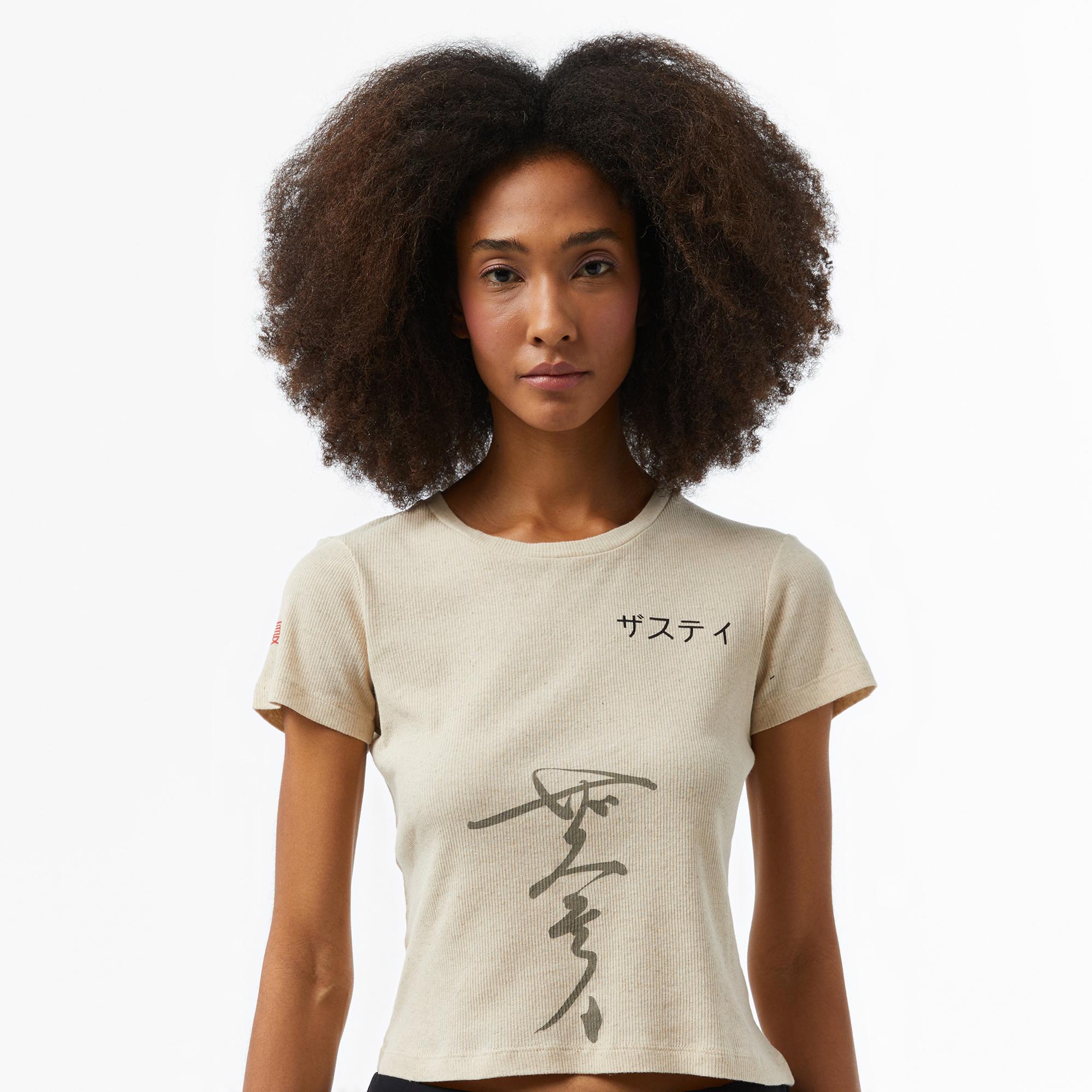 The Stay Line Orino Japon Baskı Detaylı Kadın Krem T-Shirt