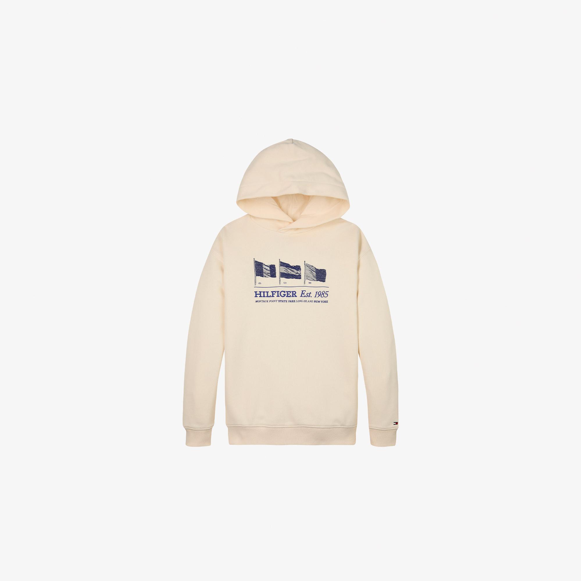 Tommy Hilfiger Waving Flag Çocuk Bej Hoodie