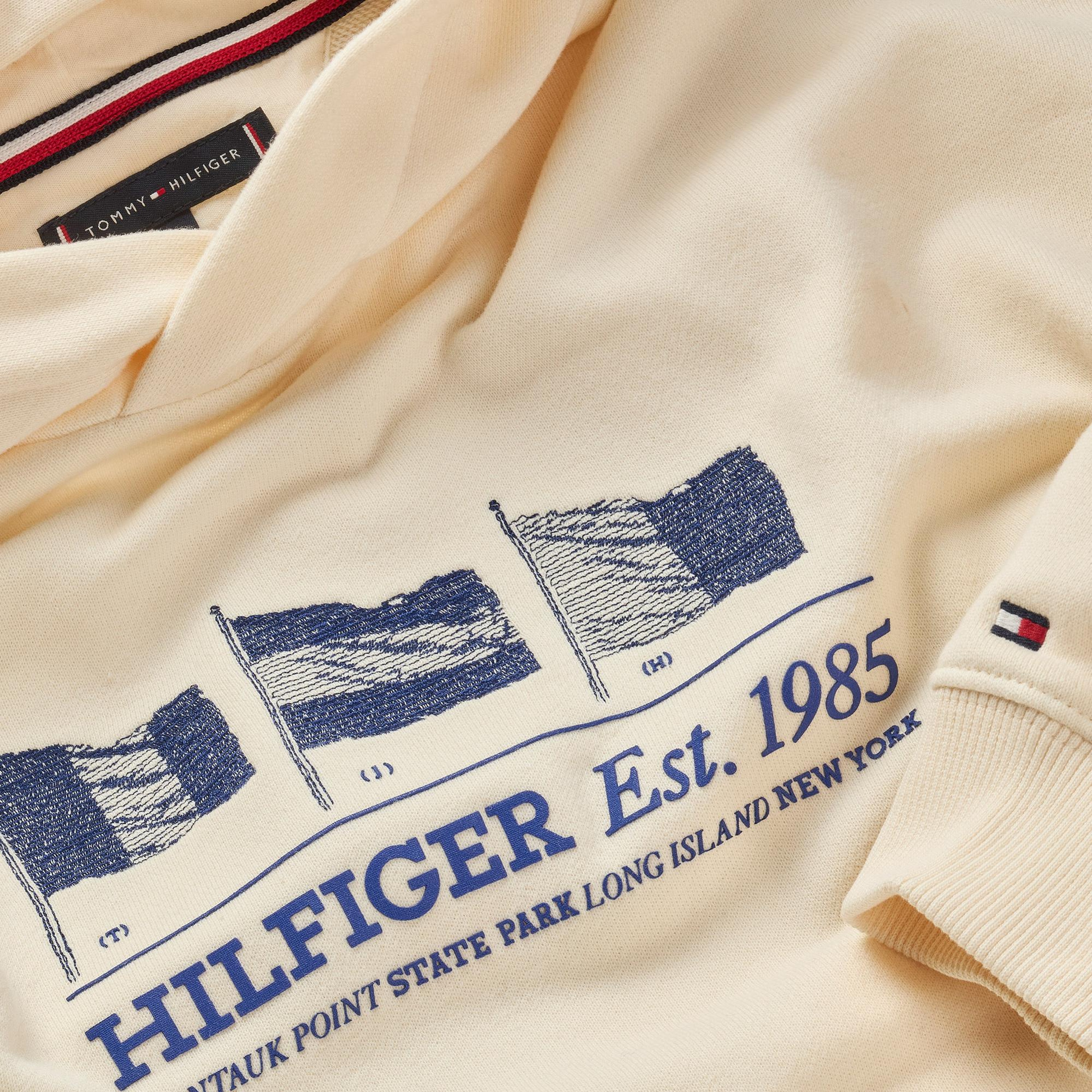 Tommy Hilfiger Waving Flag Çocuk Bej Hoodie