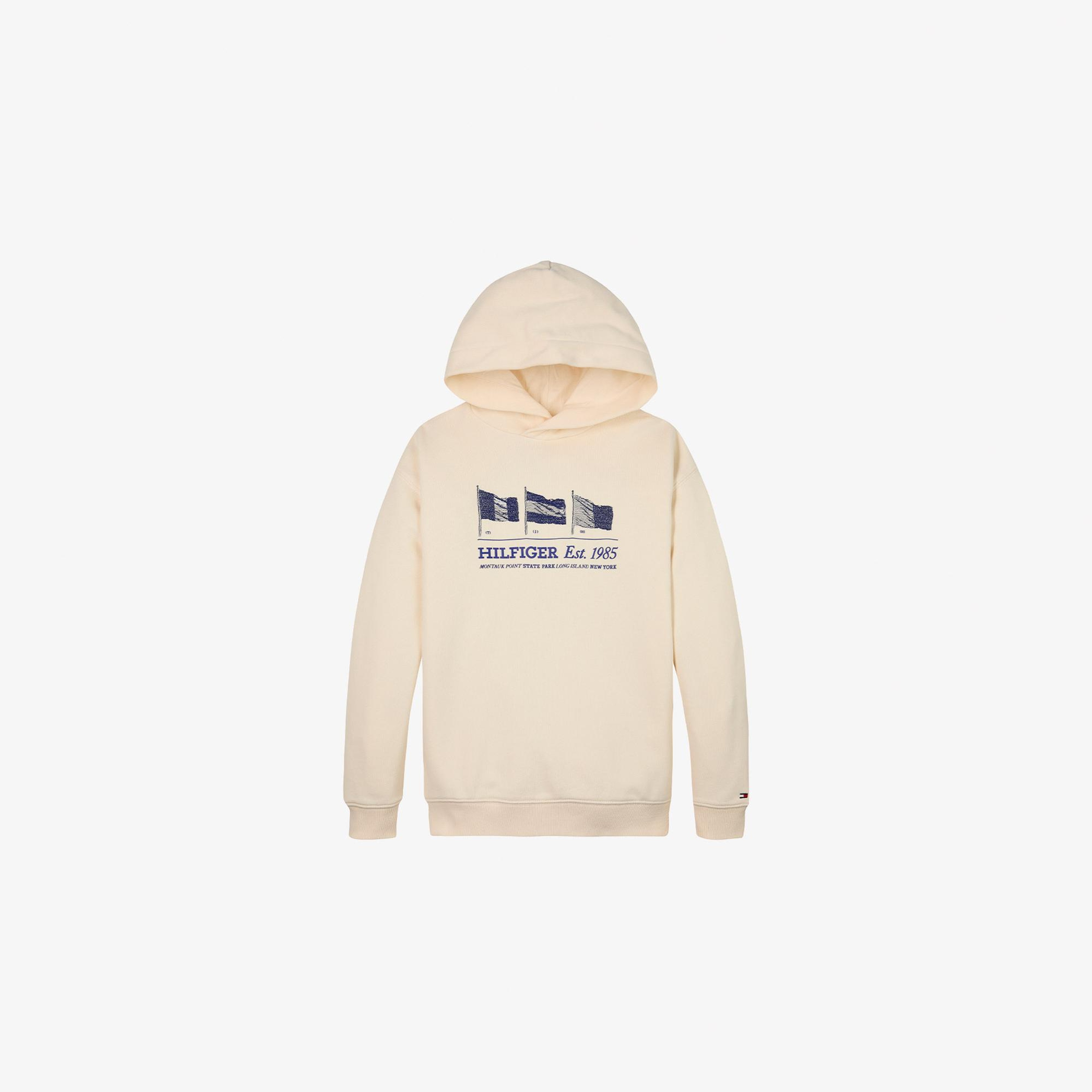 Tommy Hilfiger Waving Flag Çocuk Bej Hoodie