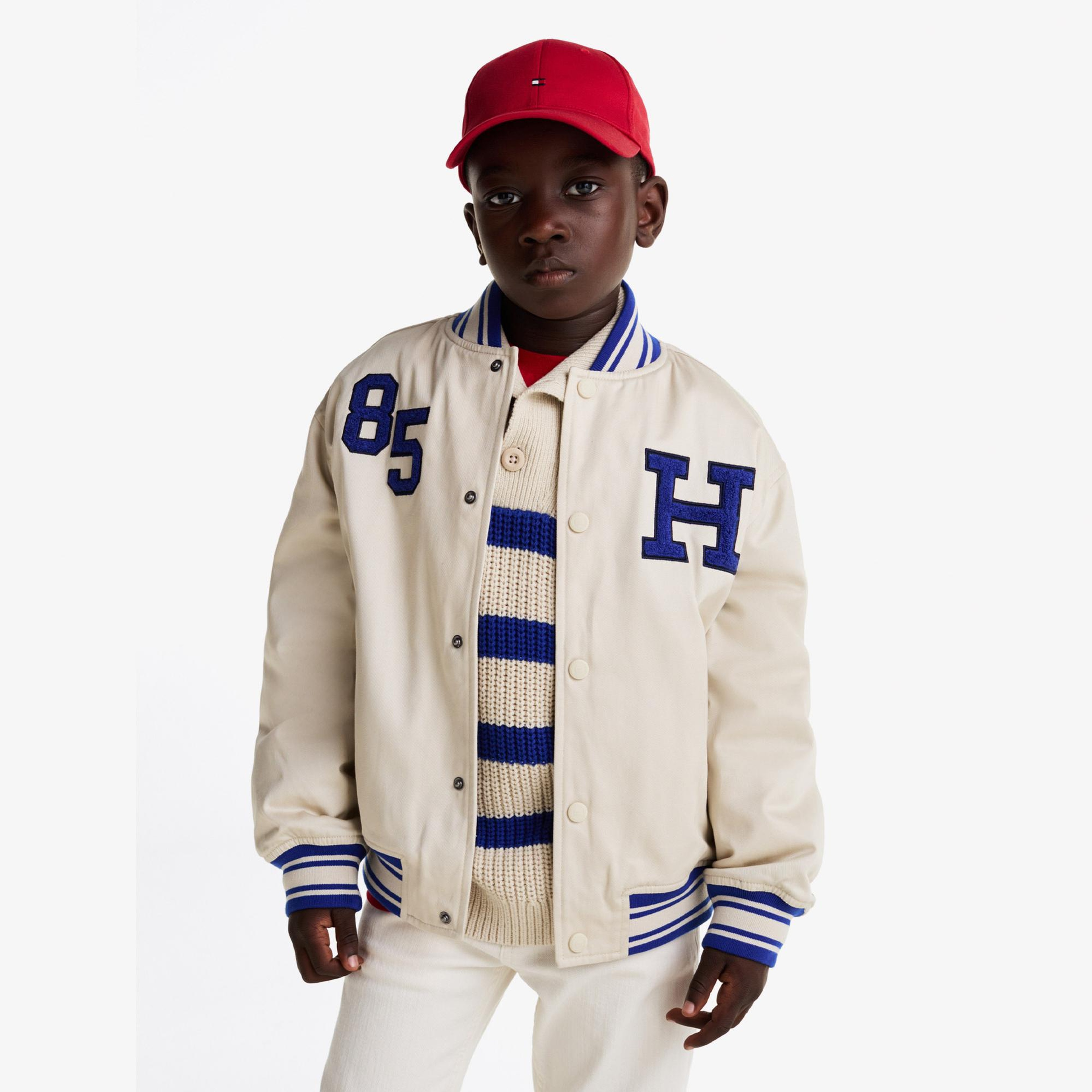 Tommy Hilfiger Twill Badge Varsity Çocuk Bej Ceket