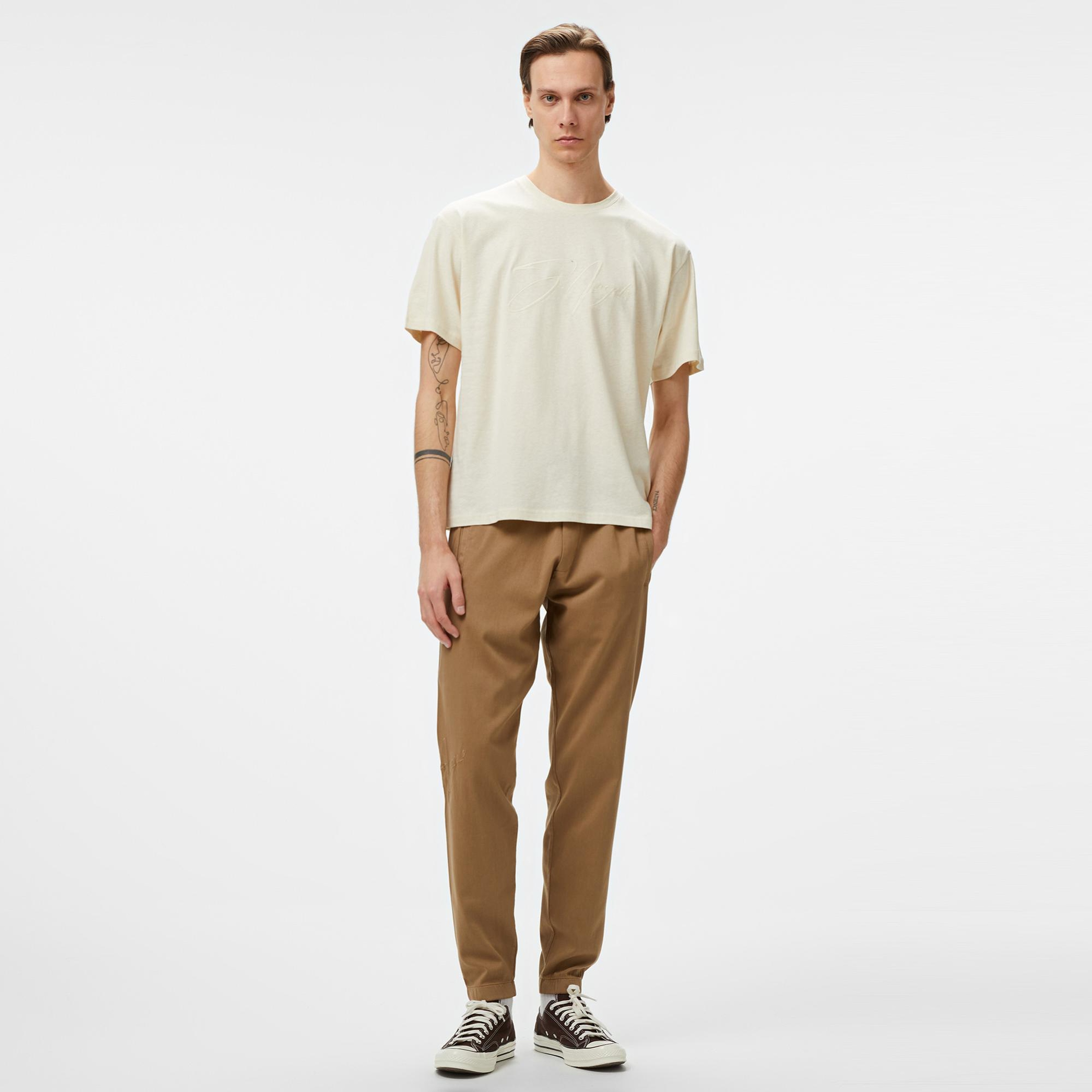 Story Of Angels Soa Signature Emb.Linen  Erkek Krem T-Shirt