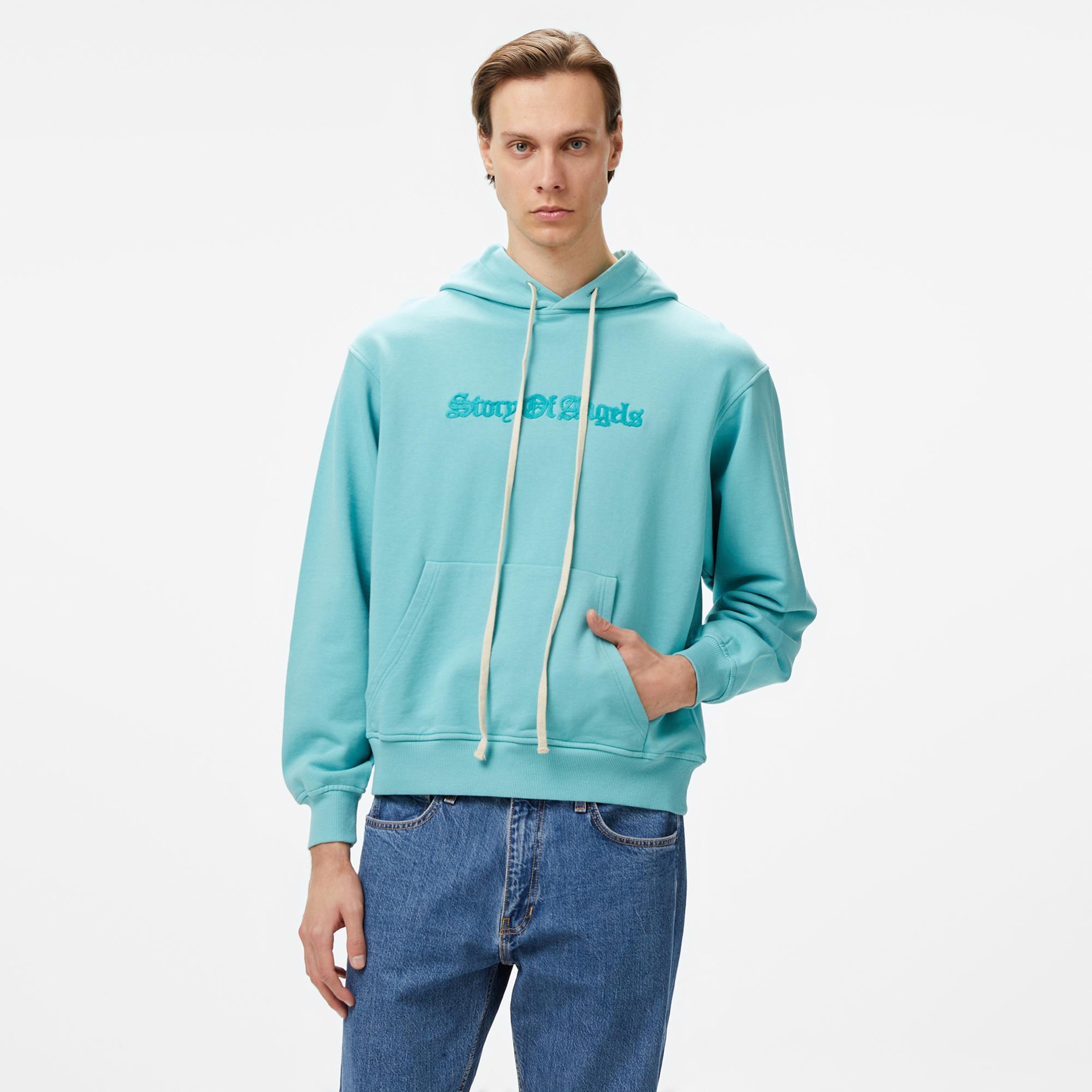 Story Of Angels Gold Angel Hand-Dye Erkek Mavi Sweatshirt