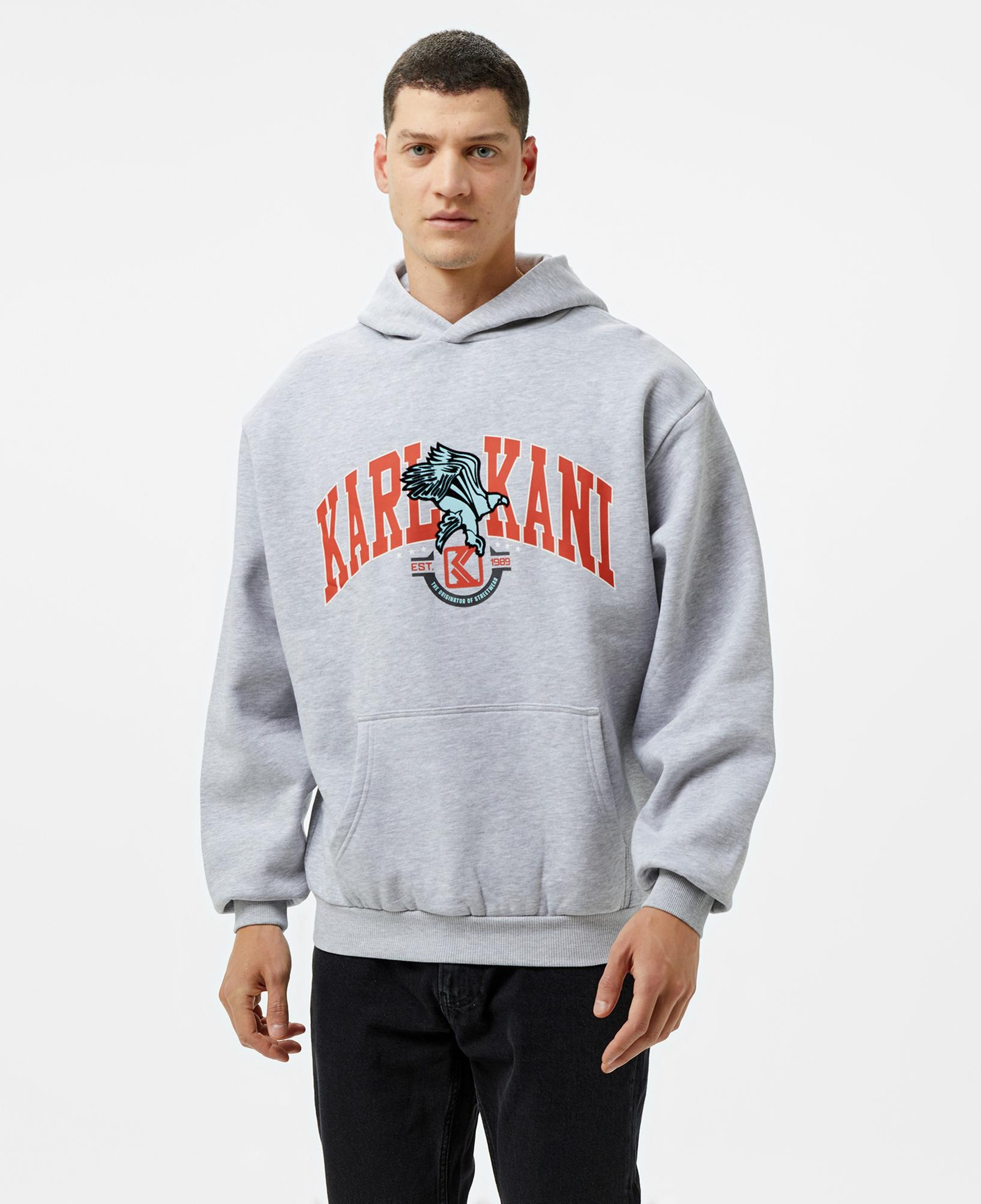 Karl Kani Og Eagle Print Os  Erkek Gri Hoodie