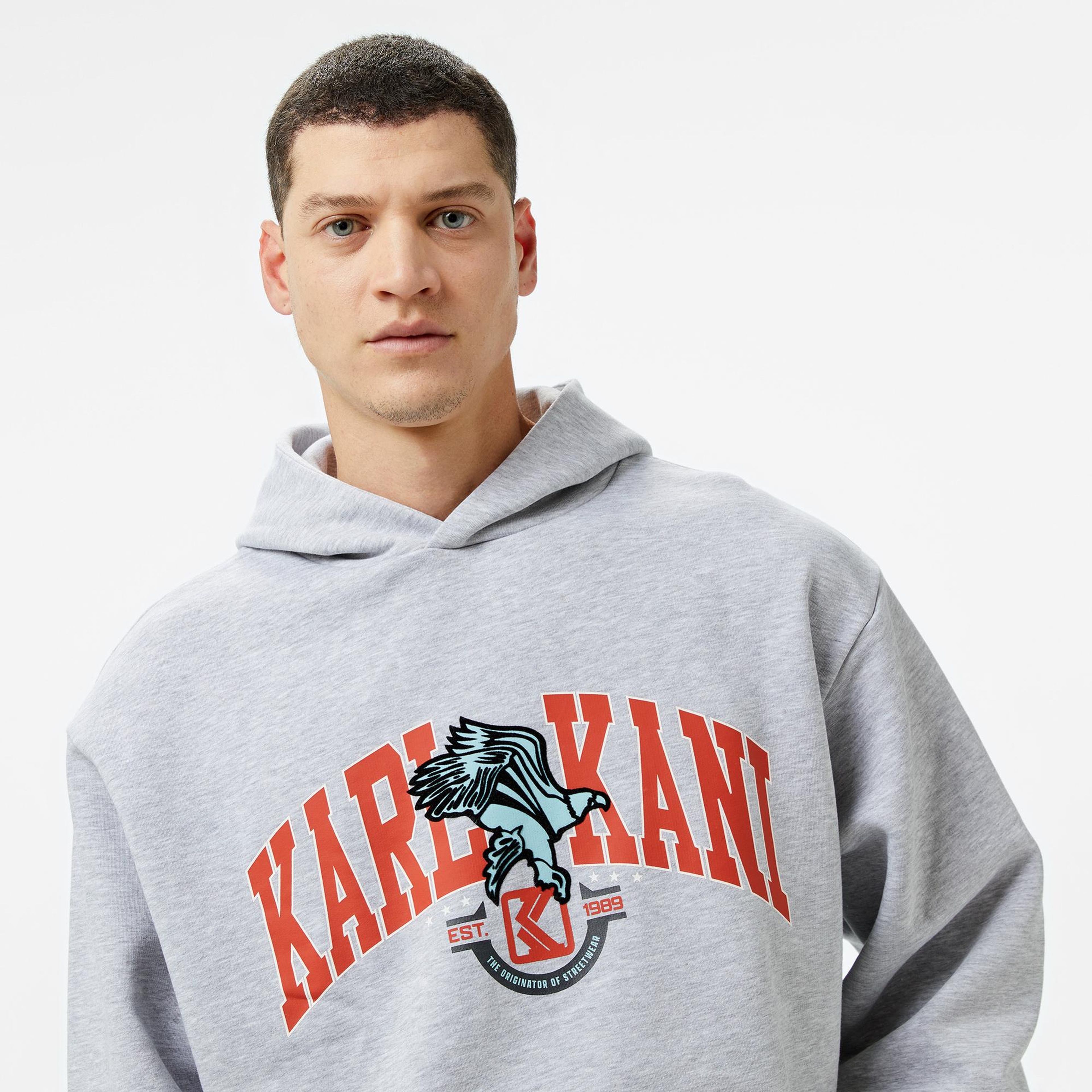 Karl Kani Og Eagle Print Os  Erkek Gri Hoodie