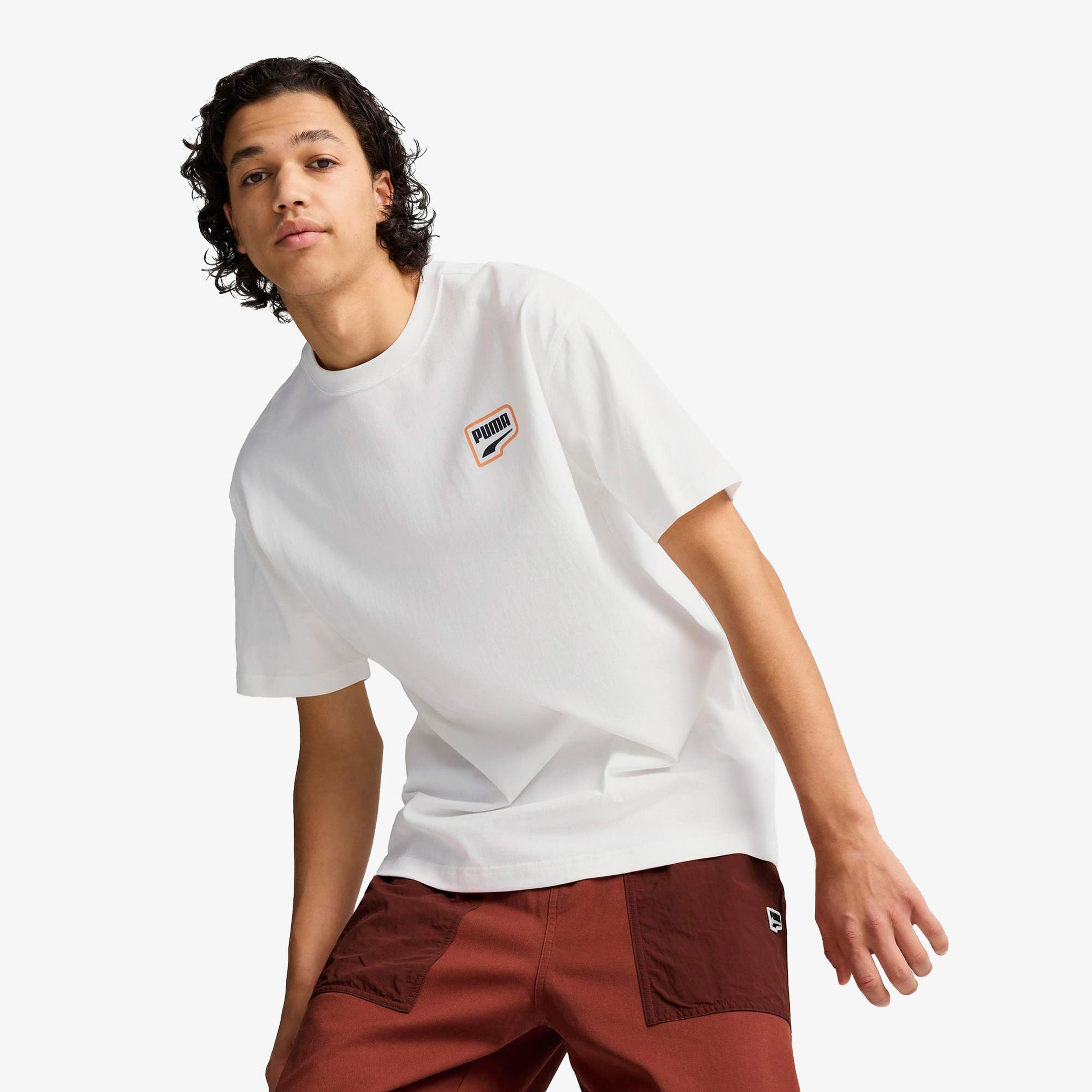 Puma Downtown Relaxed Graphic Unisex Beyaz T-Shirt