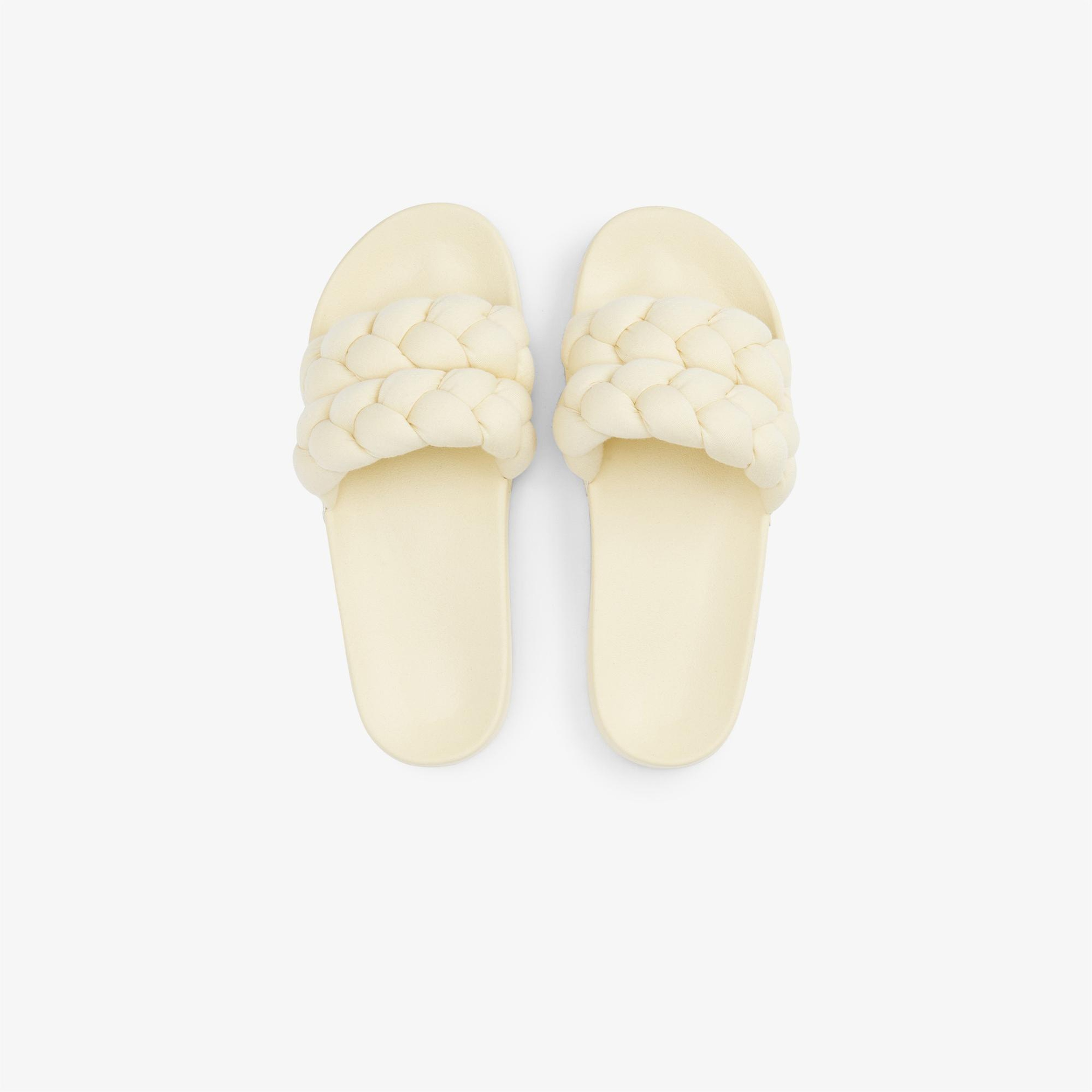 Tommy Jeans Logolu Kalın Örgülü Çift Bantlı Kadın Bej Terlik